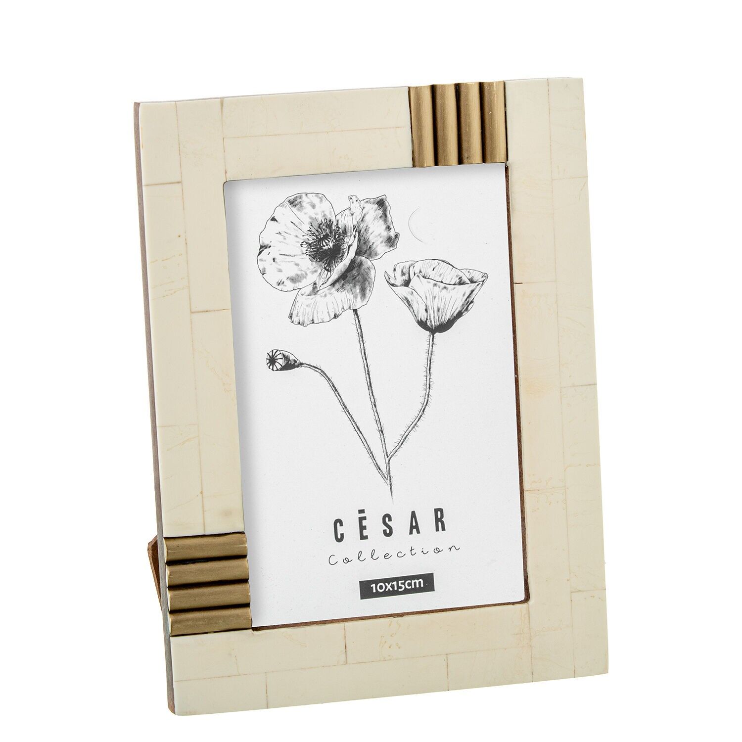 Bilderrahmen 10x15cm aus Kunstharz und Knochen mit Holzsockel 10x15cm ST62627