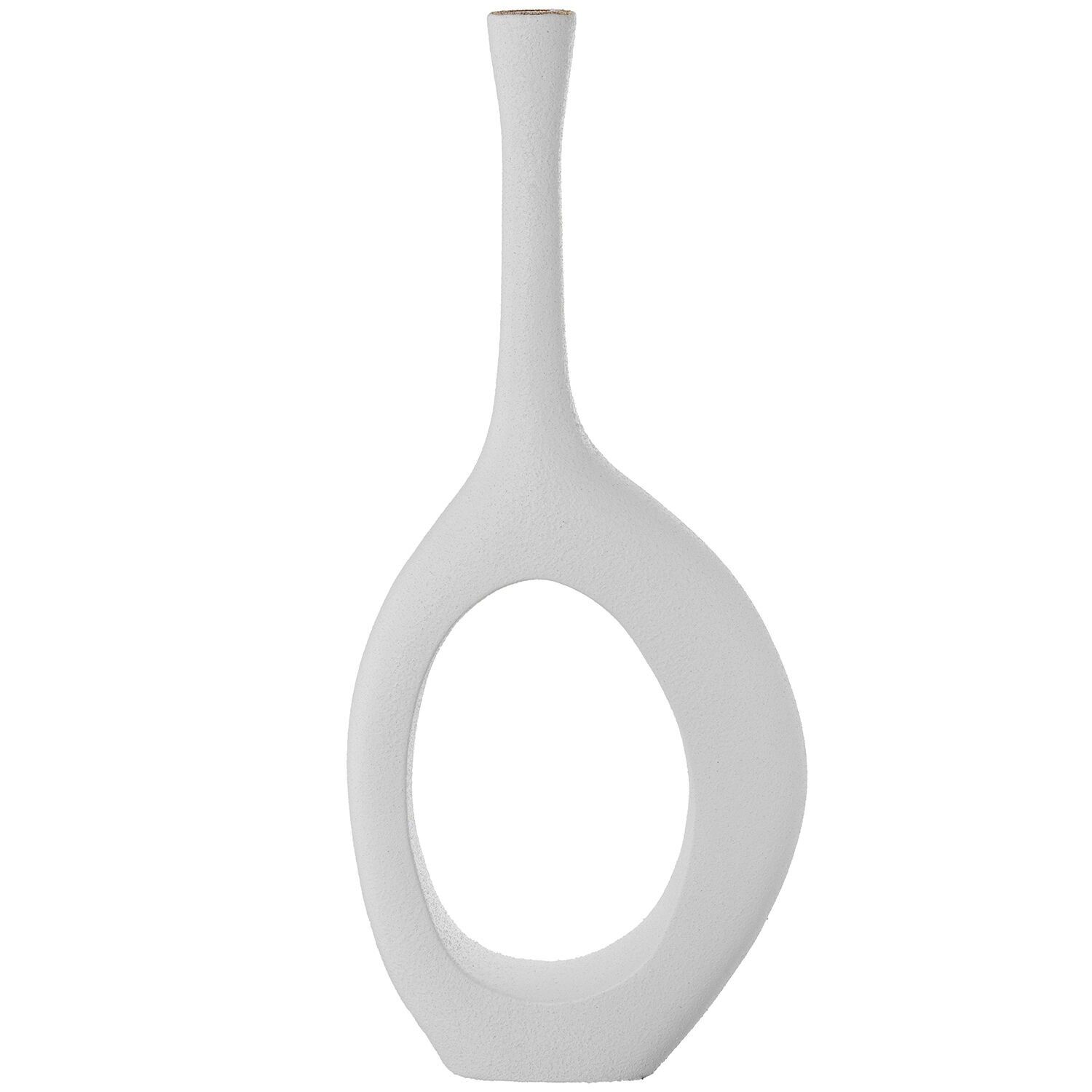 Keramikvase 70 cm, weiß, Bogen, goldfarbenes Sandfinish, 30 x 9 x 70 cm, ST62630