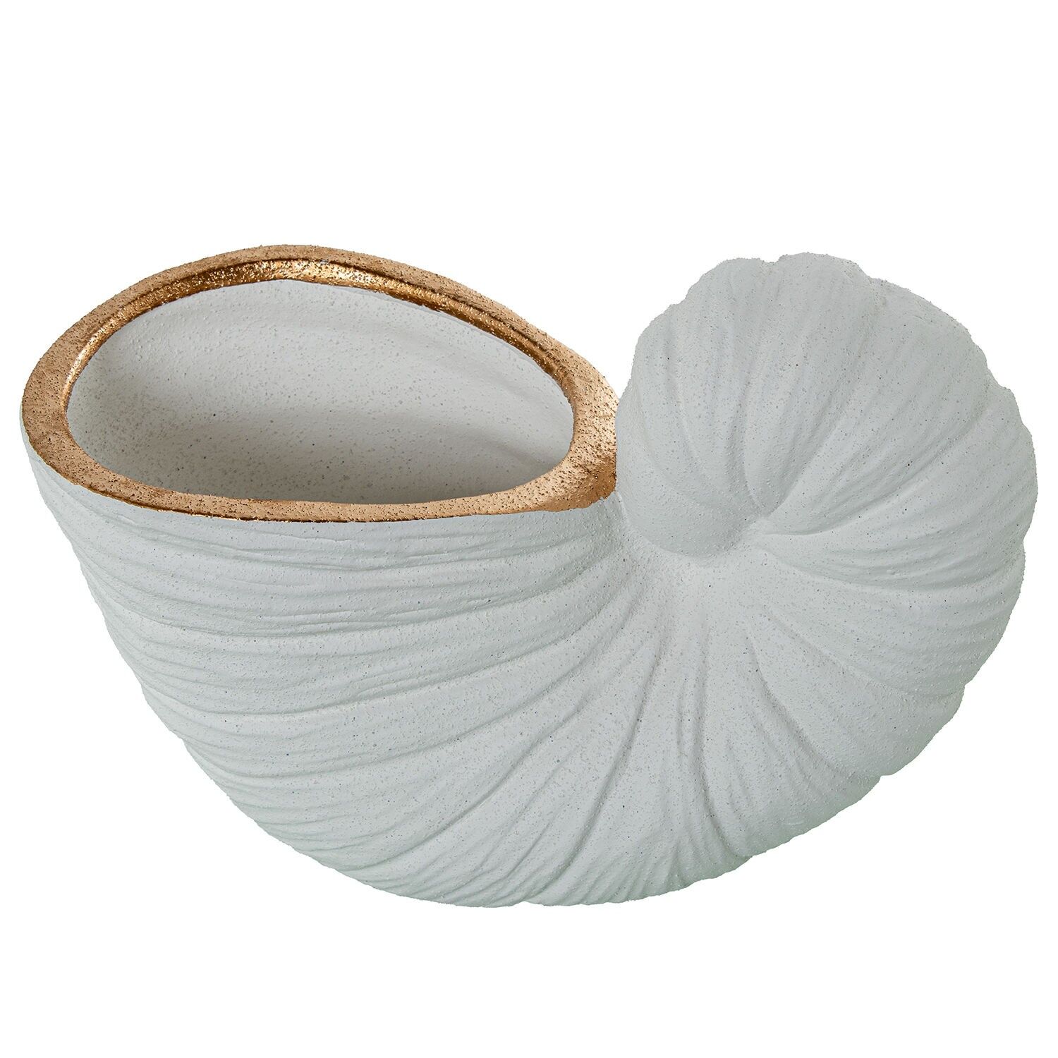 Tischdekoration aus weißer Keramik in Muschelform, goldsandfarbene Oberfläche, 32 x 15 x 22 cm, ST62642