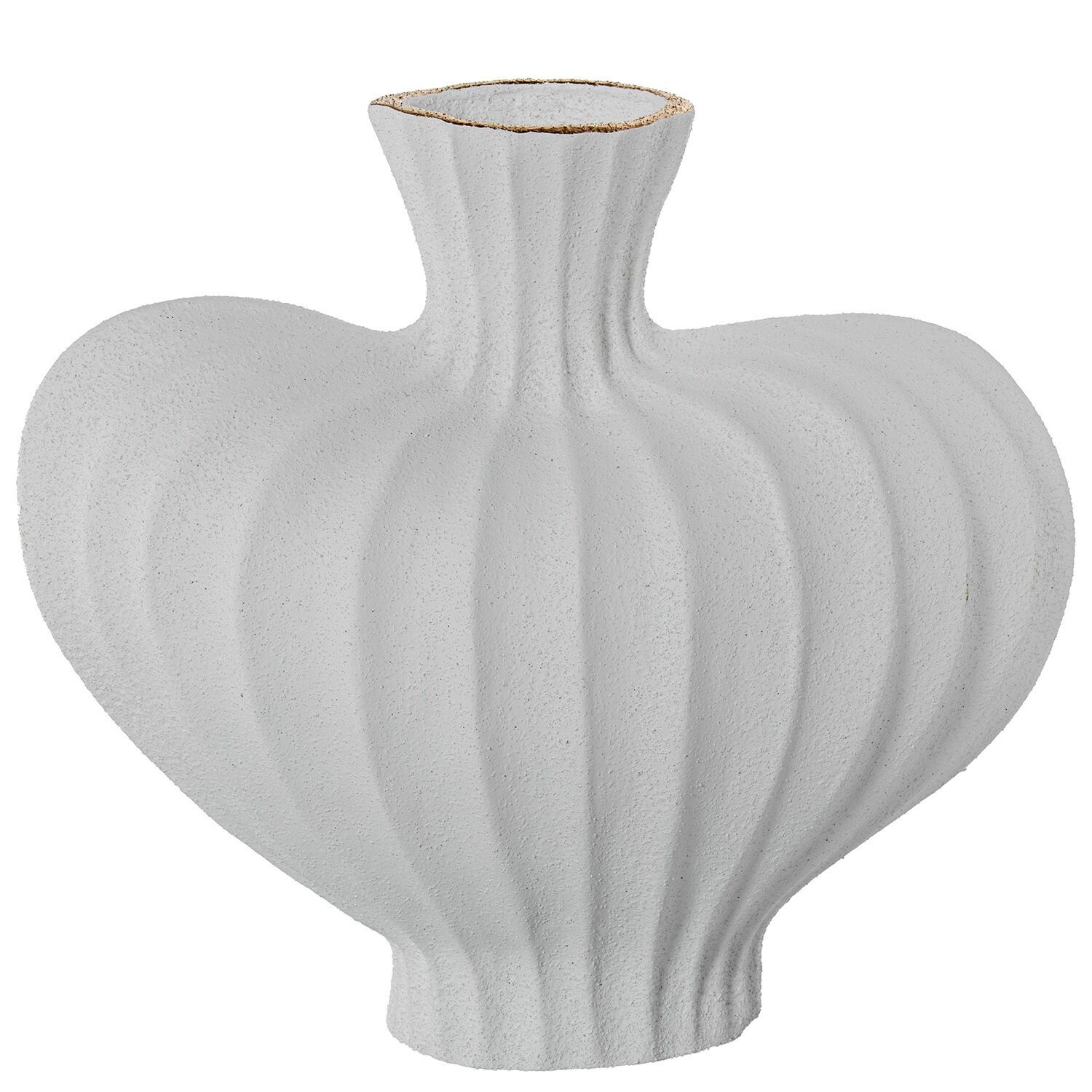 Keramikvase 31 cm, gewellt, weiß, goldsandfarben, 34 x 19 x 31 cm, ST62640
