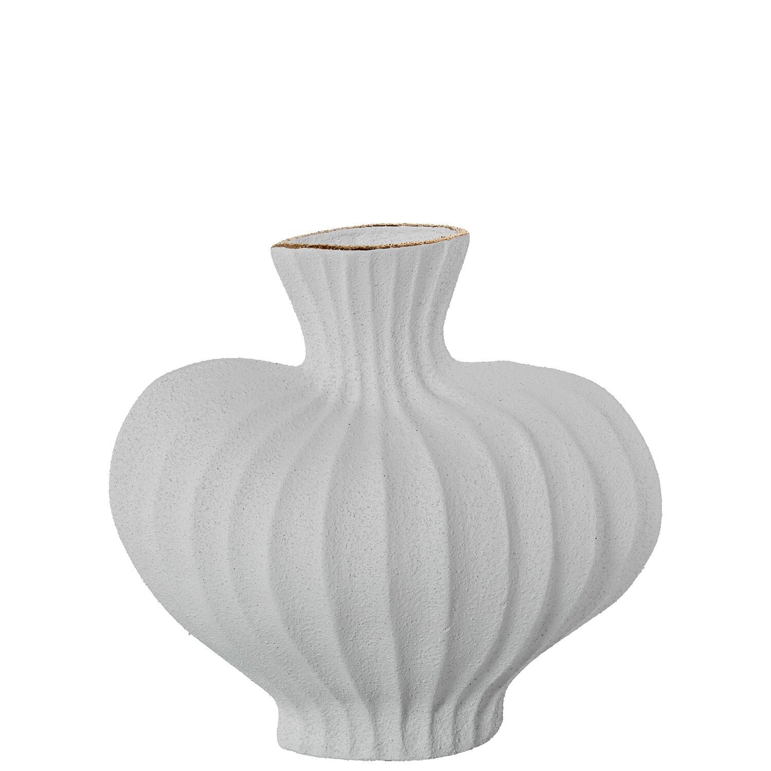 Keramikvase 26 cm, gewellt, weiß, goldsandfarben, 28 x 16 x 26 cm, ST62641