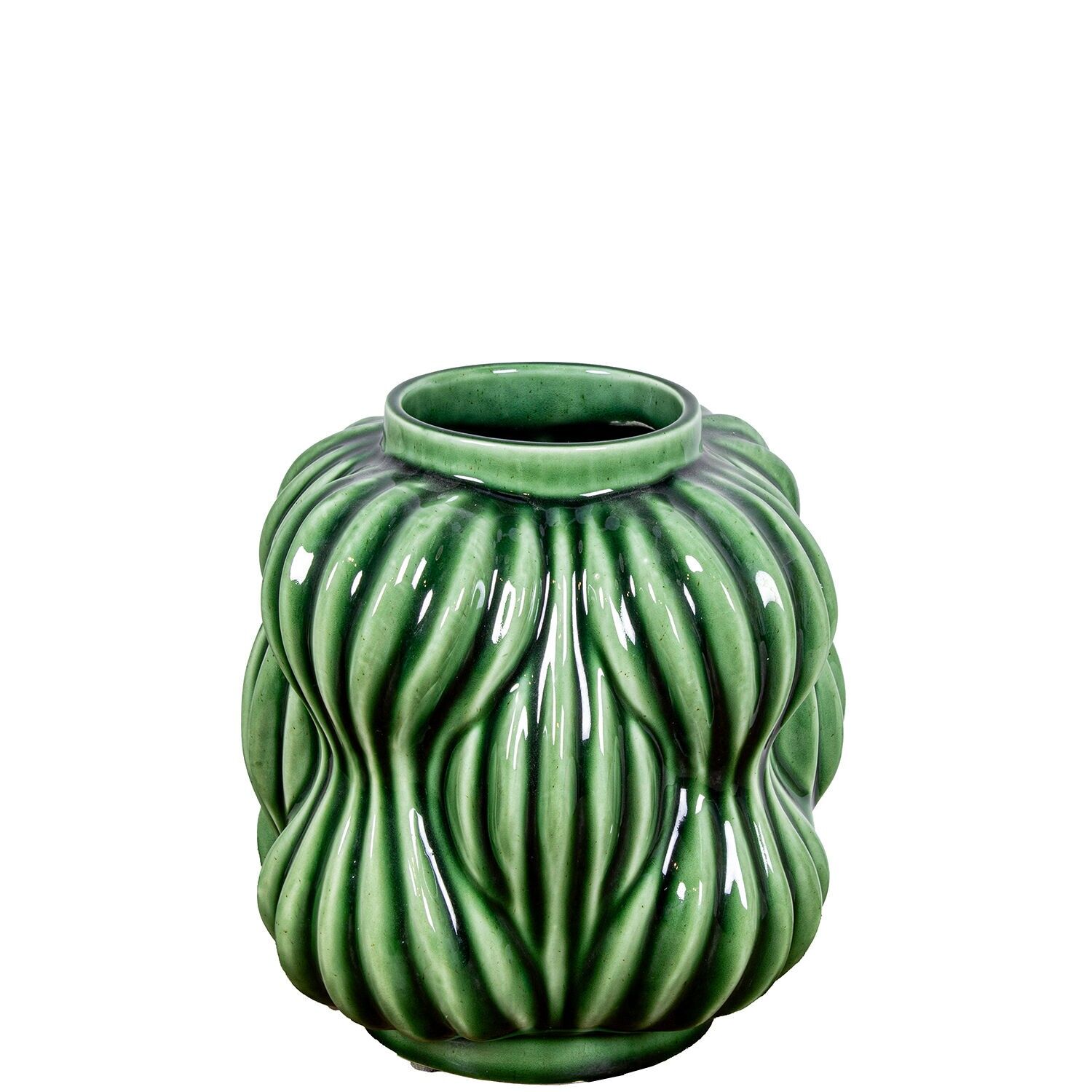 Keramikvase, 20 cm, glänzend grün, 19 x 19 x 20 cm, Öffnung: 8,5 cm, ST62651