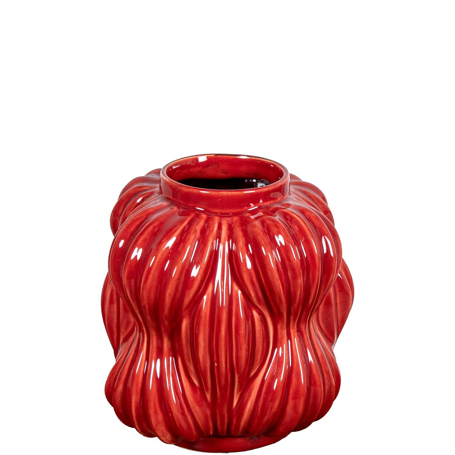 Keramikvase, 20 cm, glänzend rot, 19 x 19 x 20 cm, Öffnung: 8,5 cm, ST62654