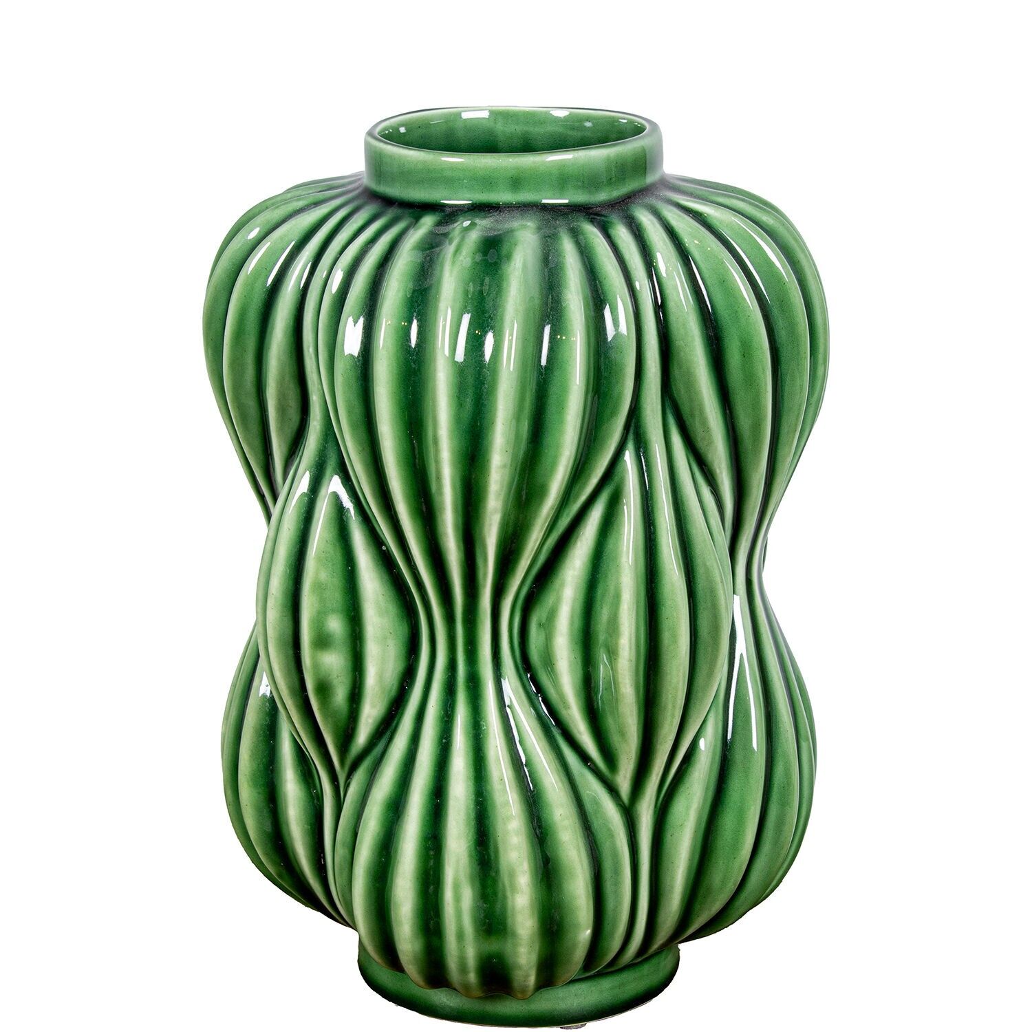 Keramikvase 32 cm, glänzend grün, 19,5 x 19,5 x 32 cm, Öffnung: 9 cm, ST62650