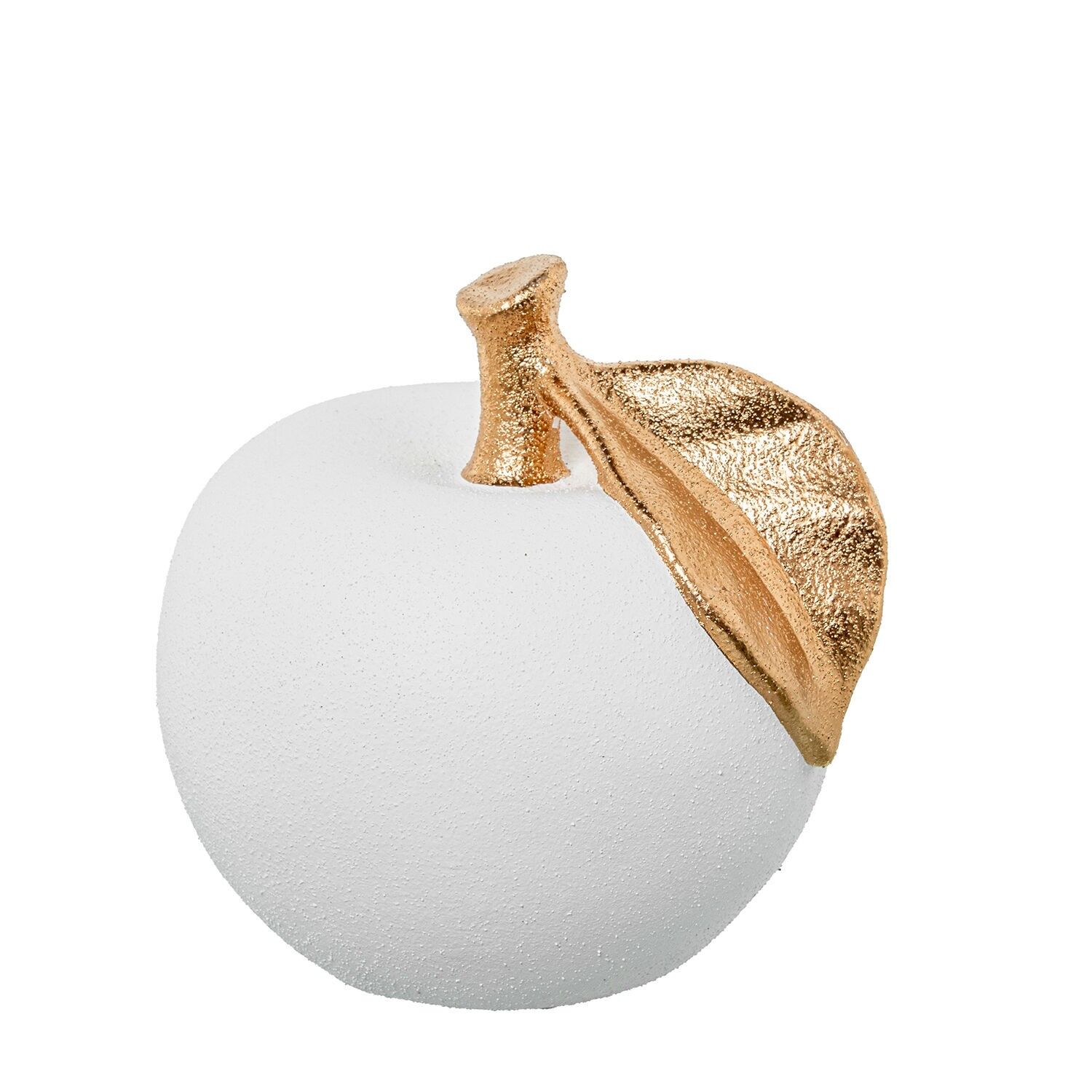 Keramik-Apfelfigur, 24 cm, sandweiß, gold, 24 x 24 cm ST62660