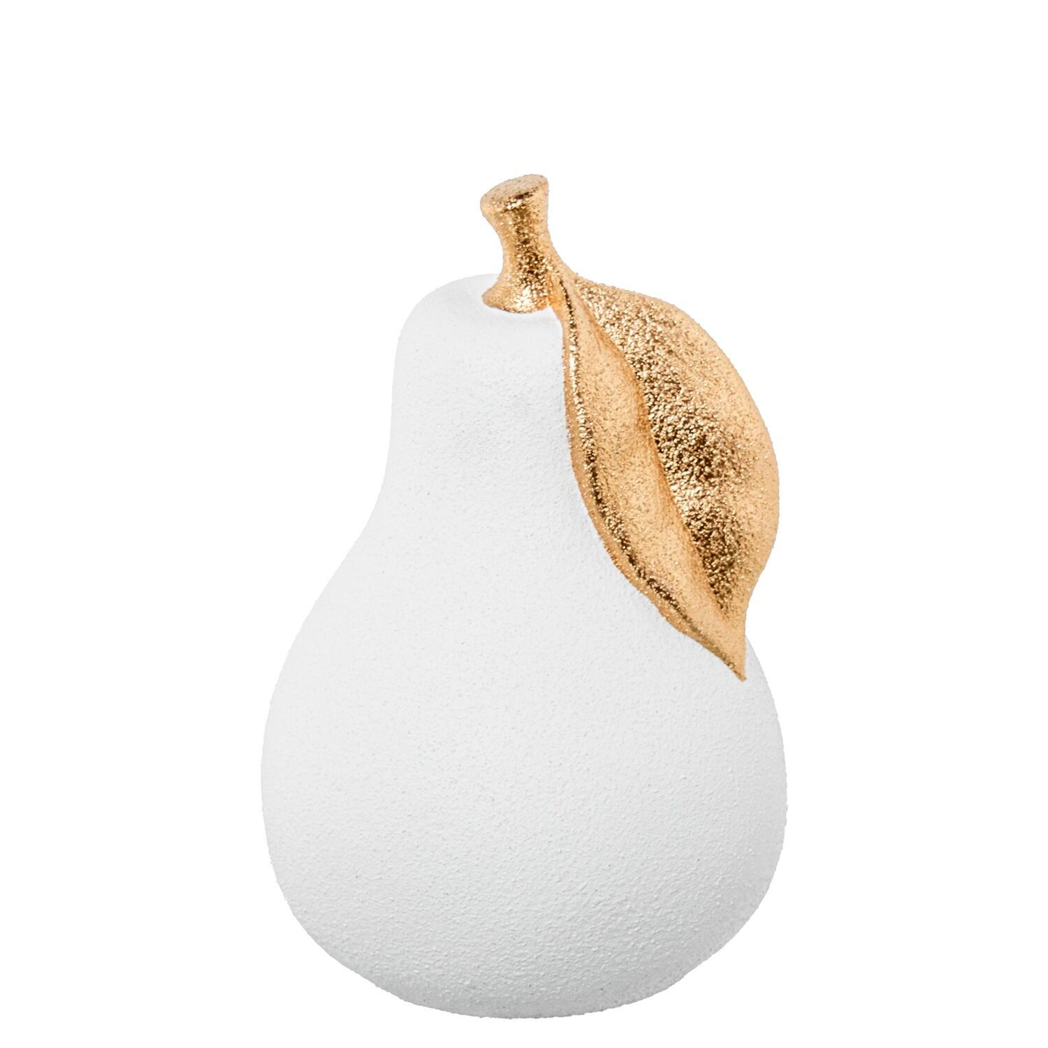 Birnenförmige Keramikfigur, 30 cm, sandweiß, goldfarben, 20 x 30 cm, ST62662