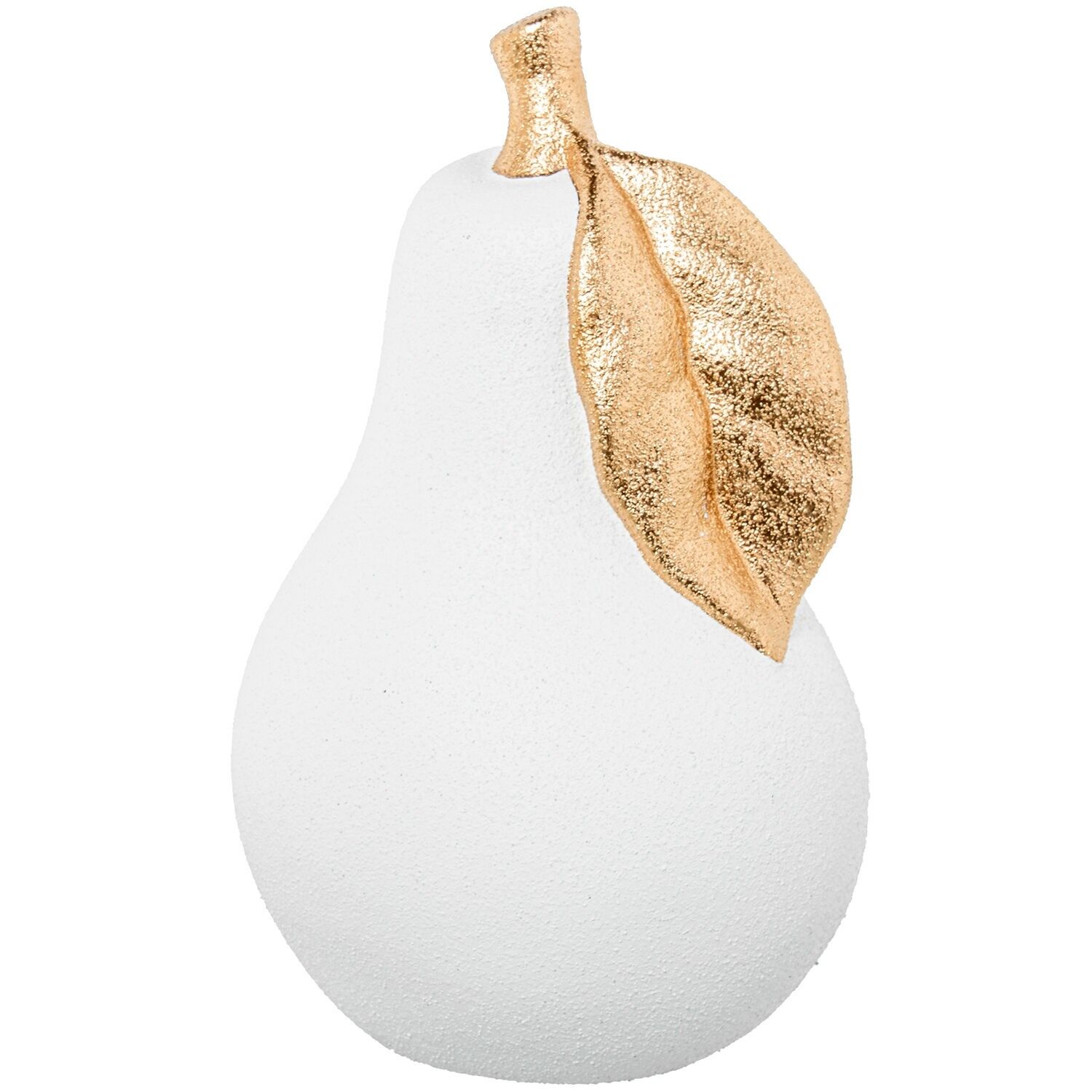 Birnenförmige Keramikfigur, 37 cm, sandweiß, goldfarben, 23 x 37 cm, ST62661