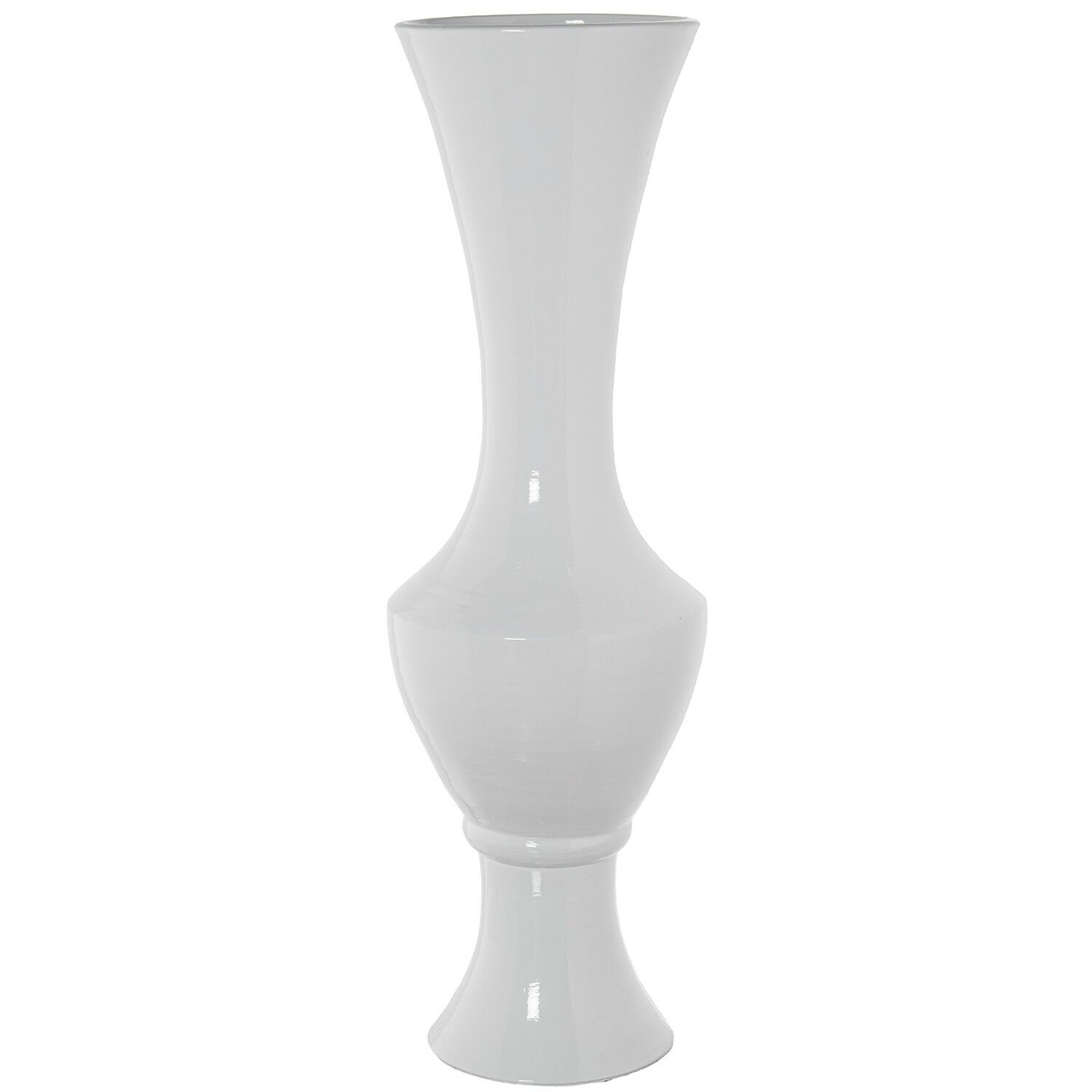Keramikvase mit Ständer, 100 cm, glänzend weiß, 30 x 100 cm ST63337