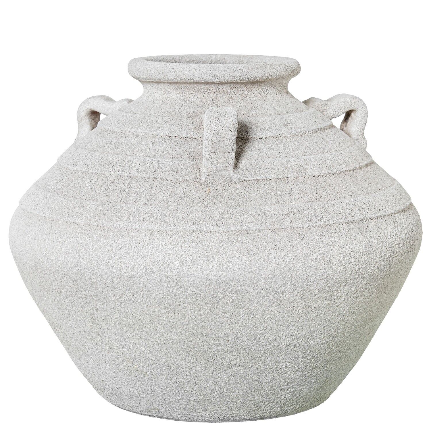 Keramikvase 31 cm mit 3 Henkeln, sandgrau, 38 x 31 cm, ST63324