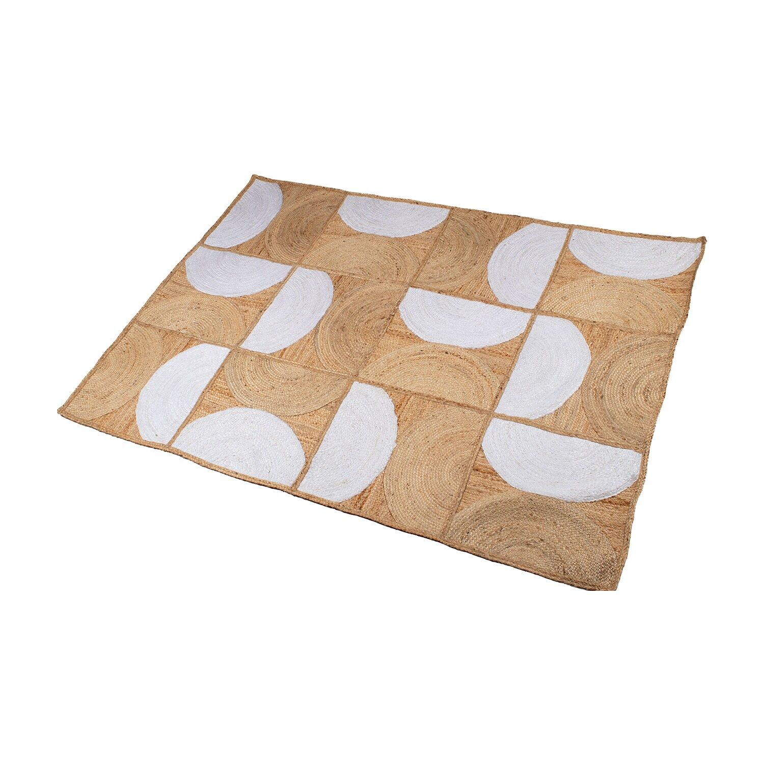 Tapis en jute 160x230cm demi-cercles naturel, blanc 160x230cm ST63755