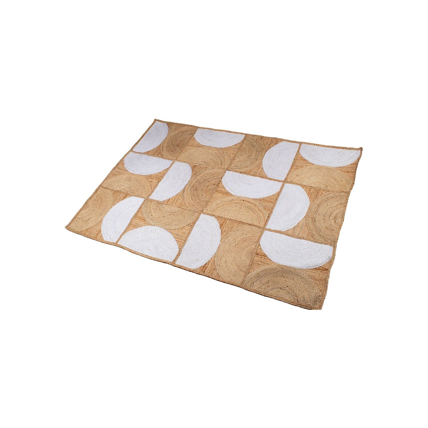 Tapis en jute 60x100cm demi-cercles naturel, blanc 60x100cm ST63753