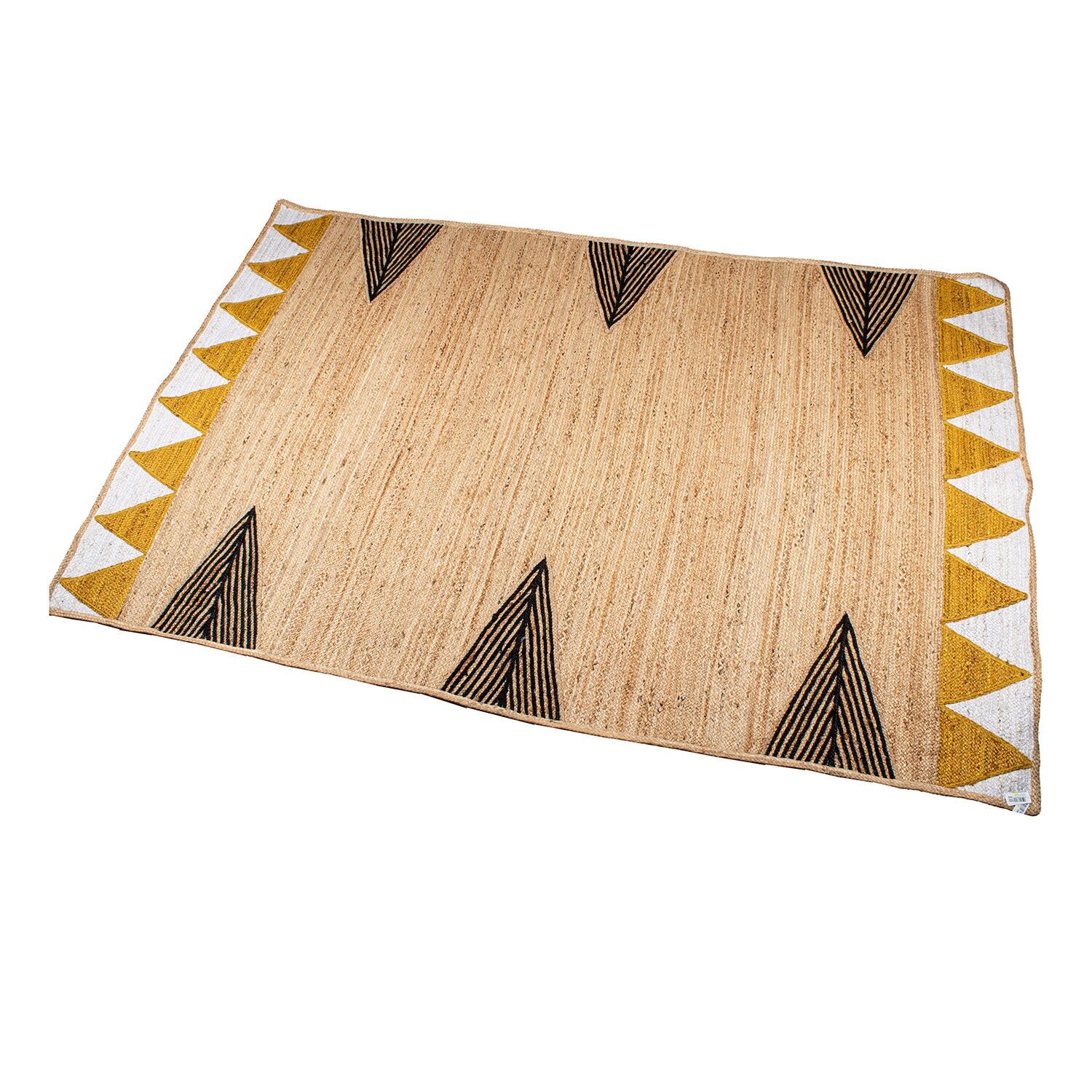 Tapis en jute naturel 160x230cm décoré de triangles ST63759