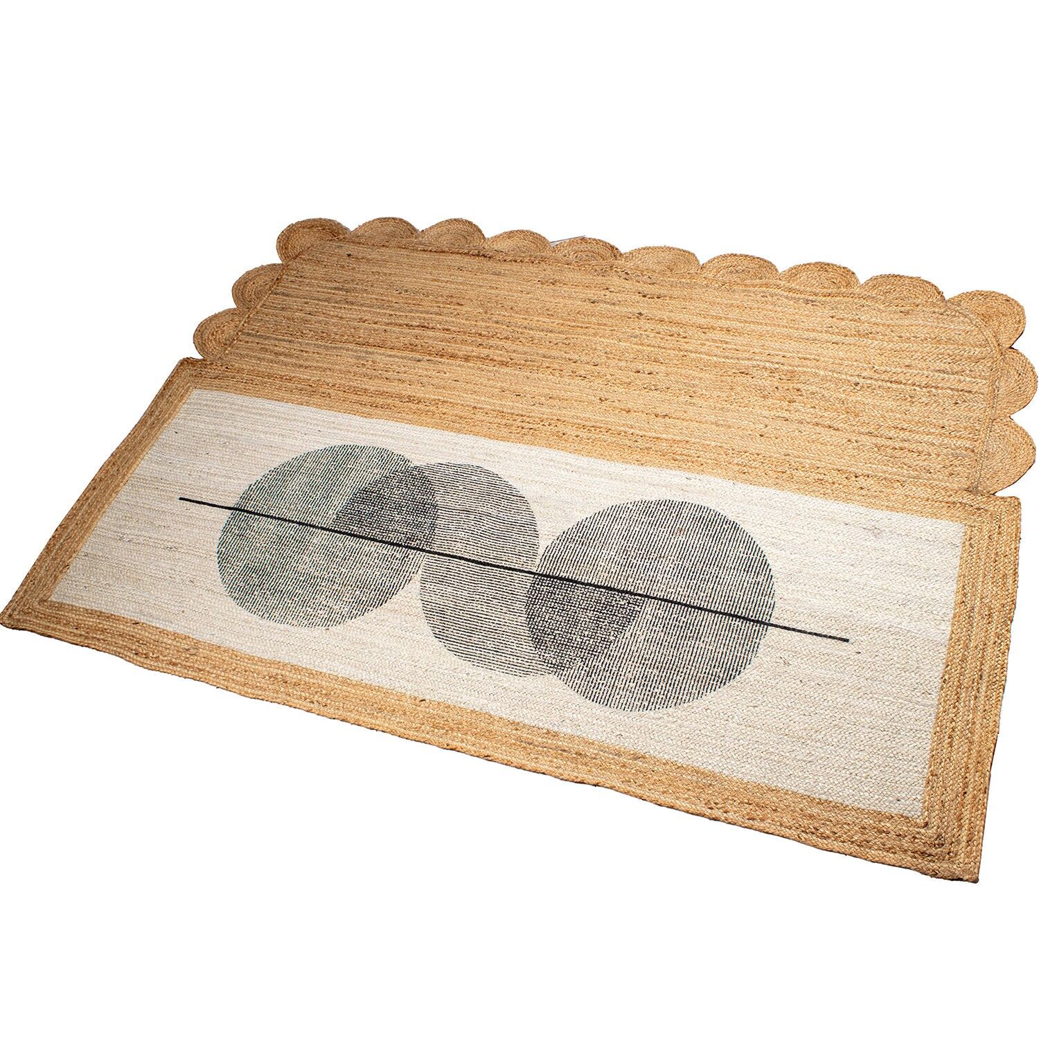 Tapis en jute naturel 160x230cm, blanc à motifs noirs 160x230cm ST63762