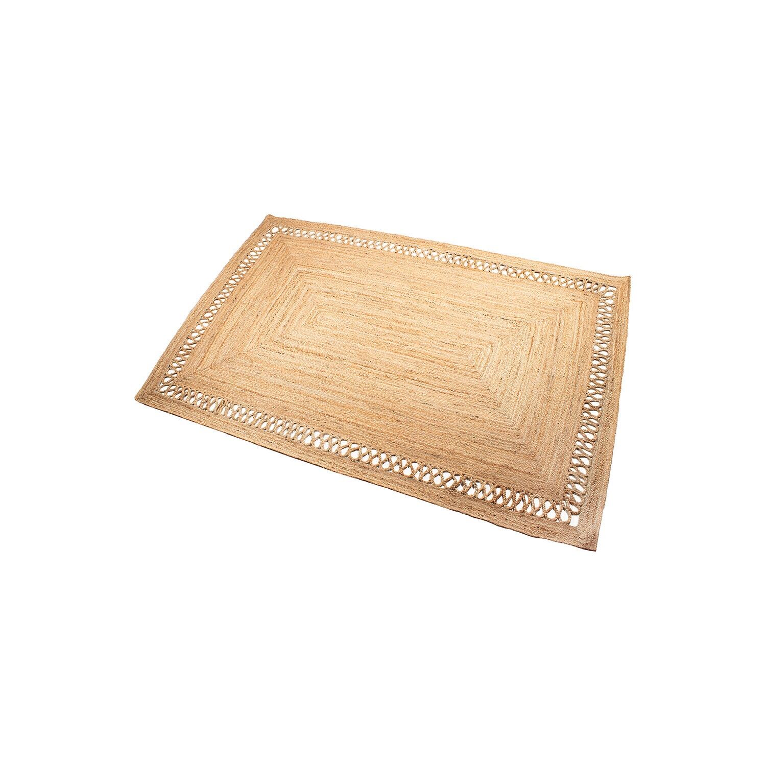 Tapis en jute naturel 60x100cm avec motif rectangulaire ajouré 60x100cm ST63775
