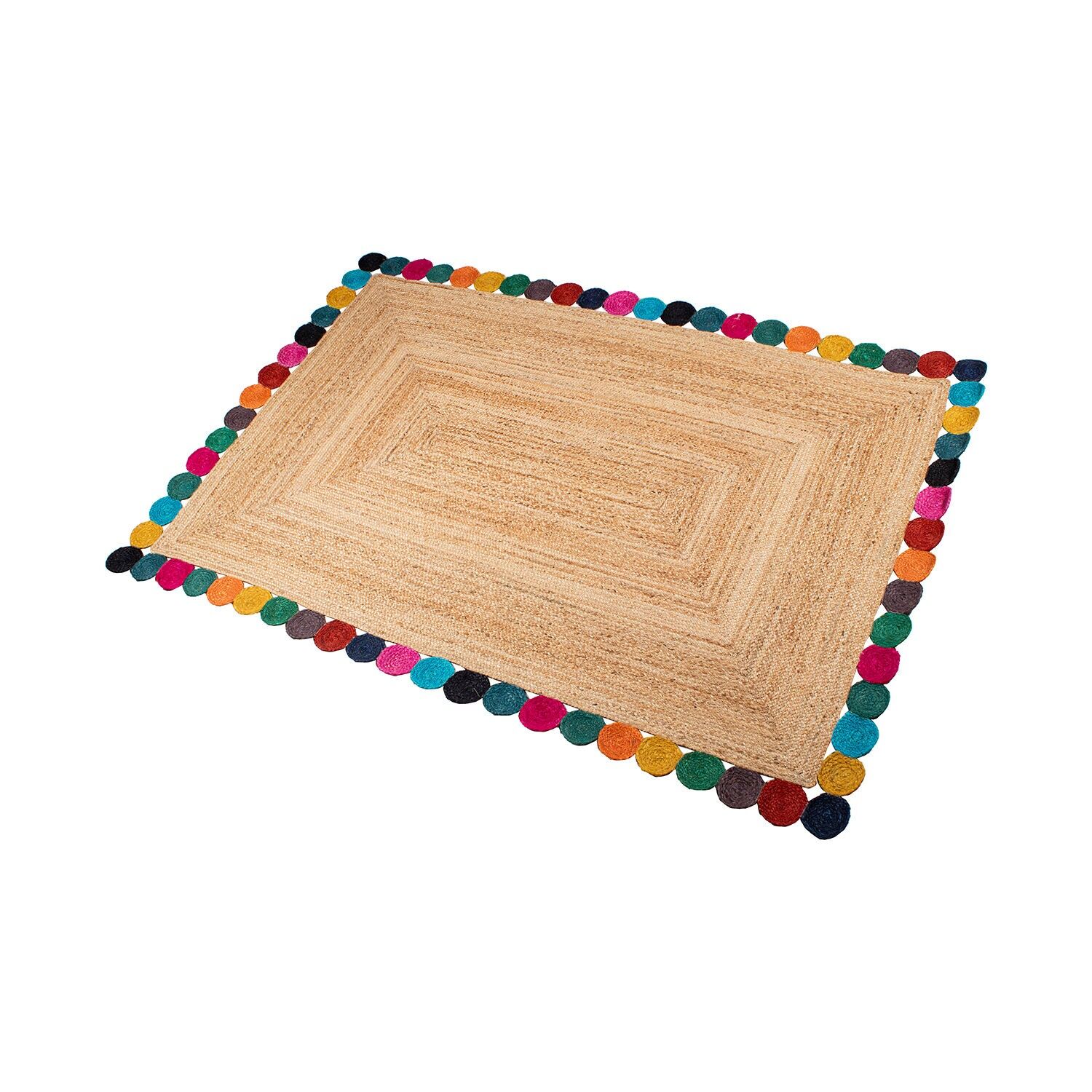 Tapis en jute naturel 120x170cm avec bordure arrondie multicolore 120x170cm ST63772