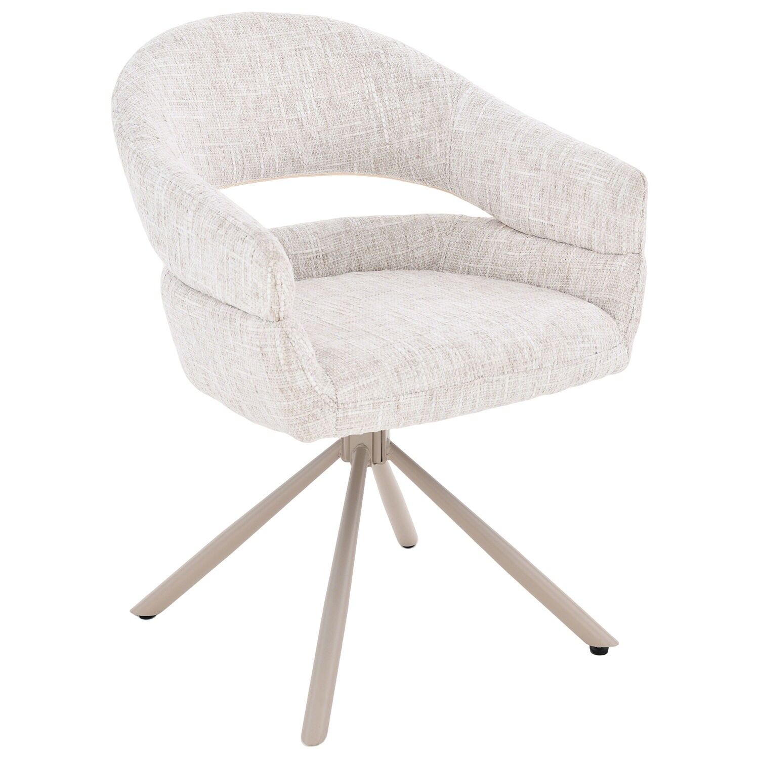 Drehsessel, Holz, beiger Stoff, schwarze Metallbeine, 58 x 62 x 85 cm, Sitzhöhe: 50 cm ST65951