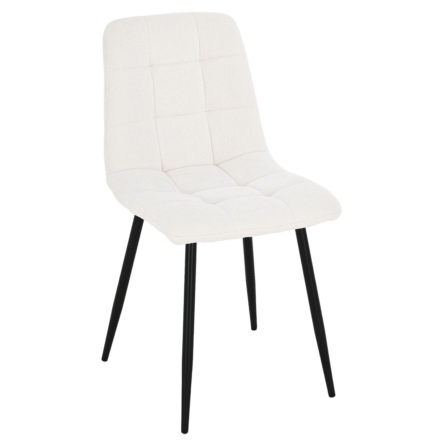 Holzstuhl, beiger Stoffbezug, schwarze Metallbeine, 46 x 58 x 90 cm ST65961