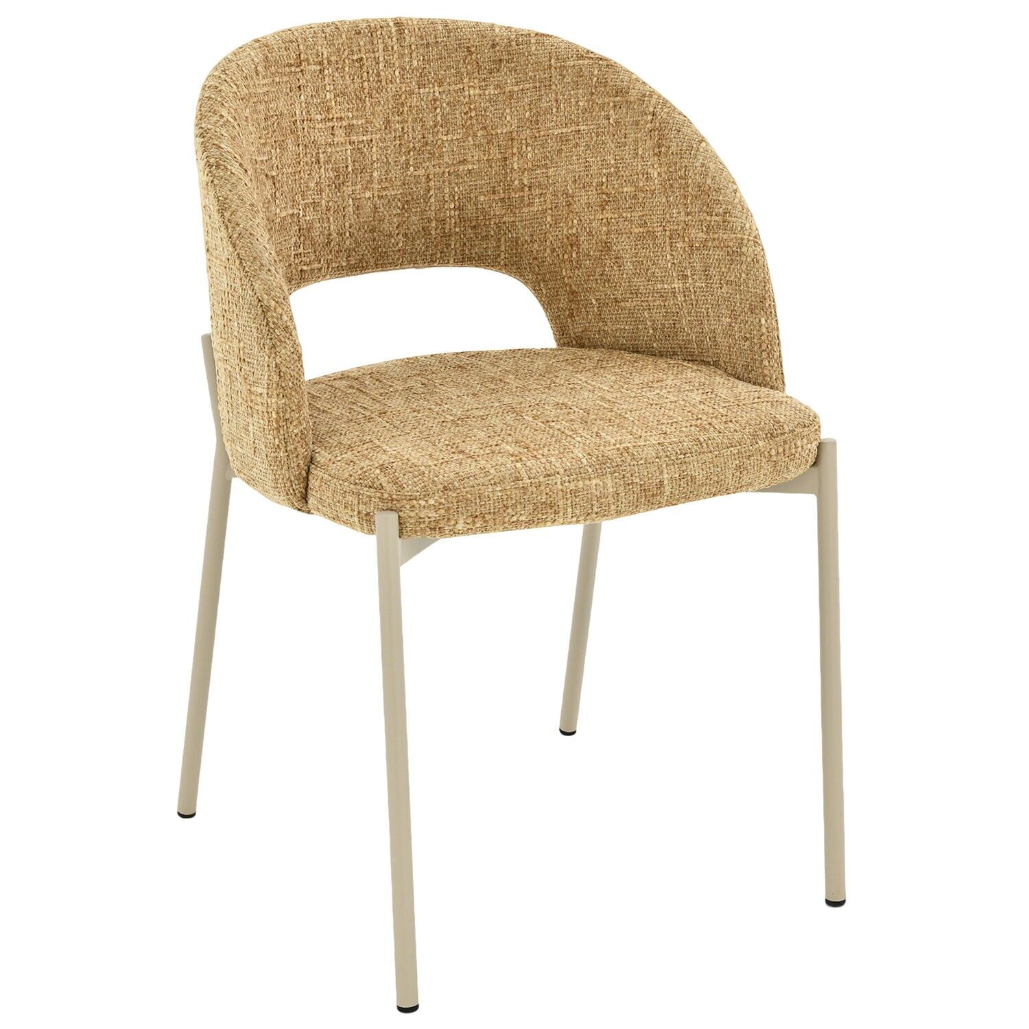 Holzstuhl, senffarbener Stoff, Metallbeine, 52 x 54 x 77 cm, Sitzhöhe: 49 cm ST65958