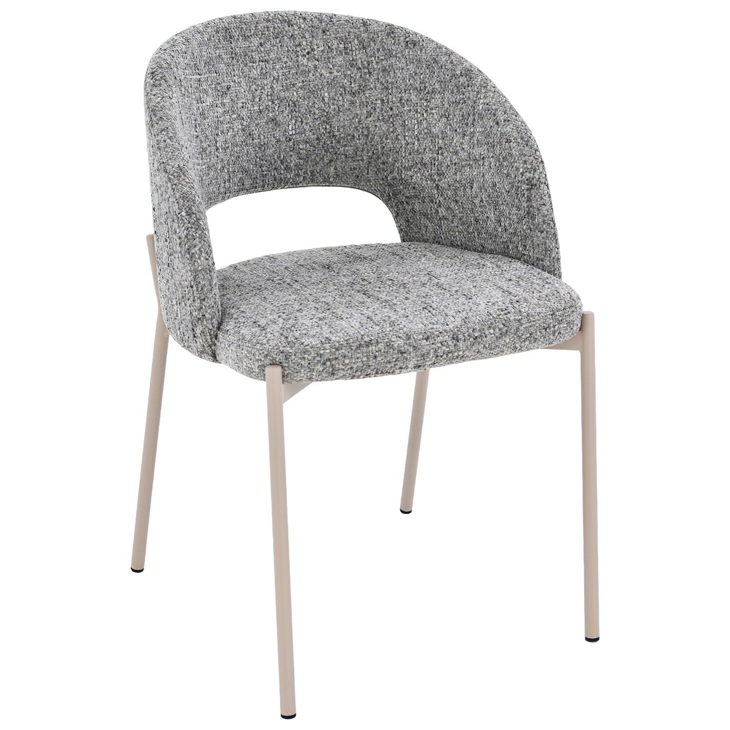 Holzstuhl mit grauem Stoffbezug und Metallbeinen, 52 x 54 x 77 cm, Sitzfläche: 49 cm ST65957
