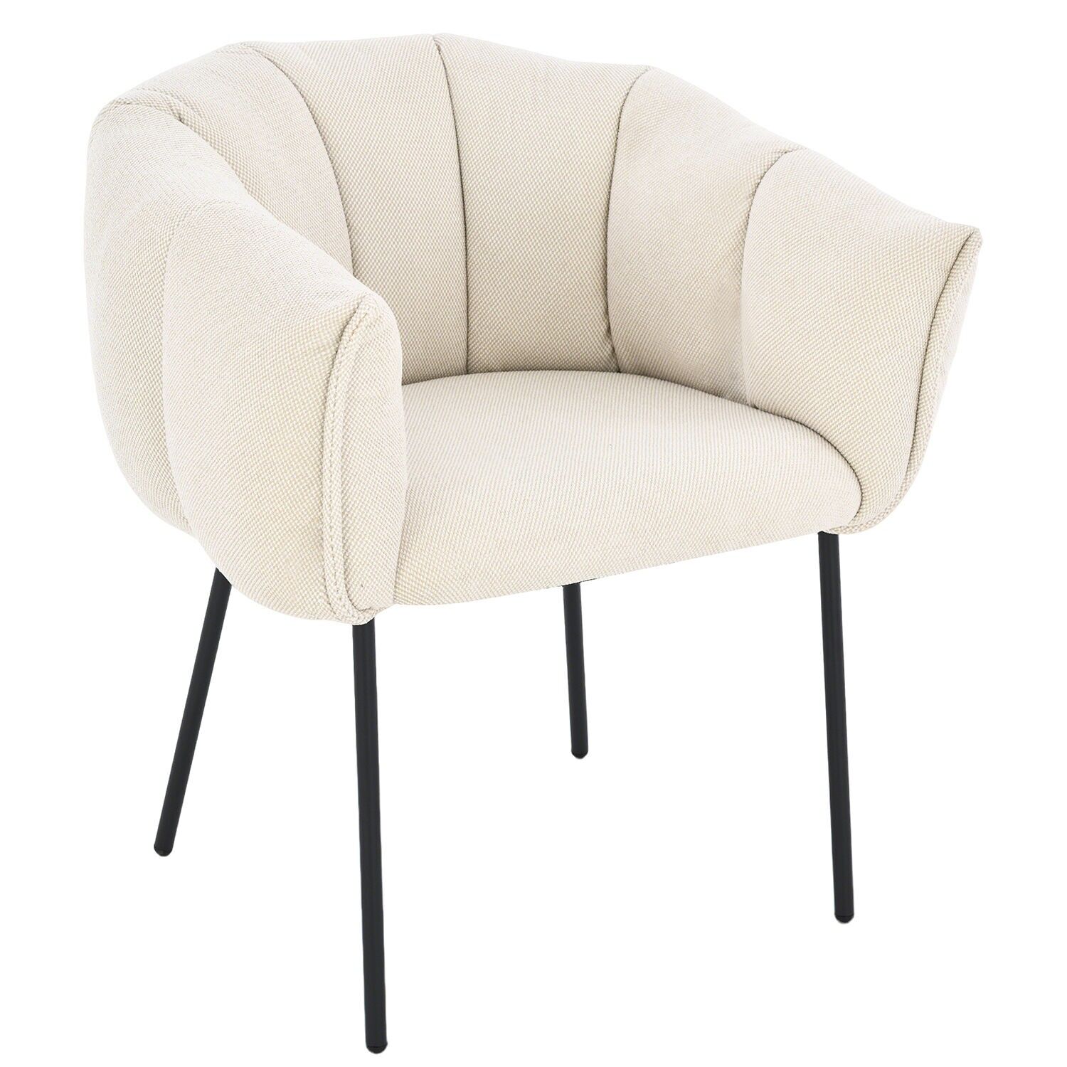 Holzsessel, beiger Stoffbezug, schwarze Metallbeine, 70 x 63 x 77 cm, Sitzhöhe: 48 cm ST65959