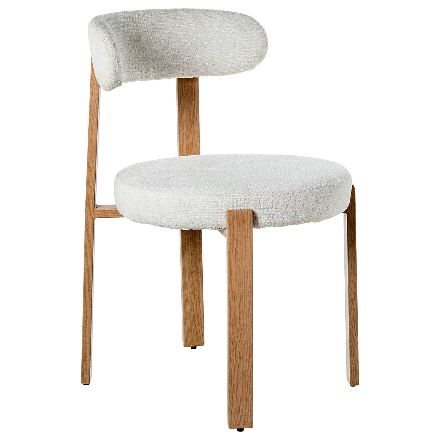 Beige Stoffstuhl mit Metallbeinen in Holzoptik, 50 x 56 x 77 cm, Sitzhöhe: 48 cm ST65964