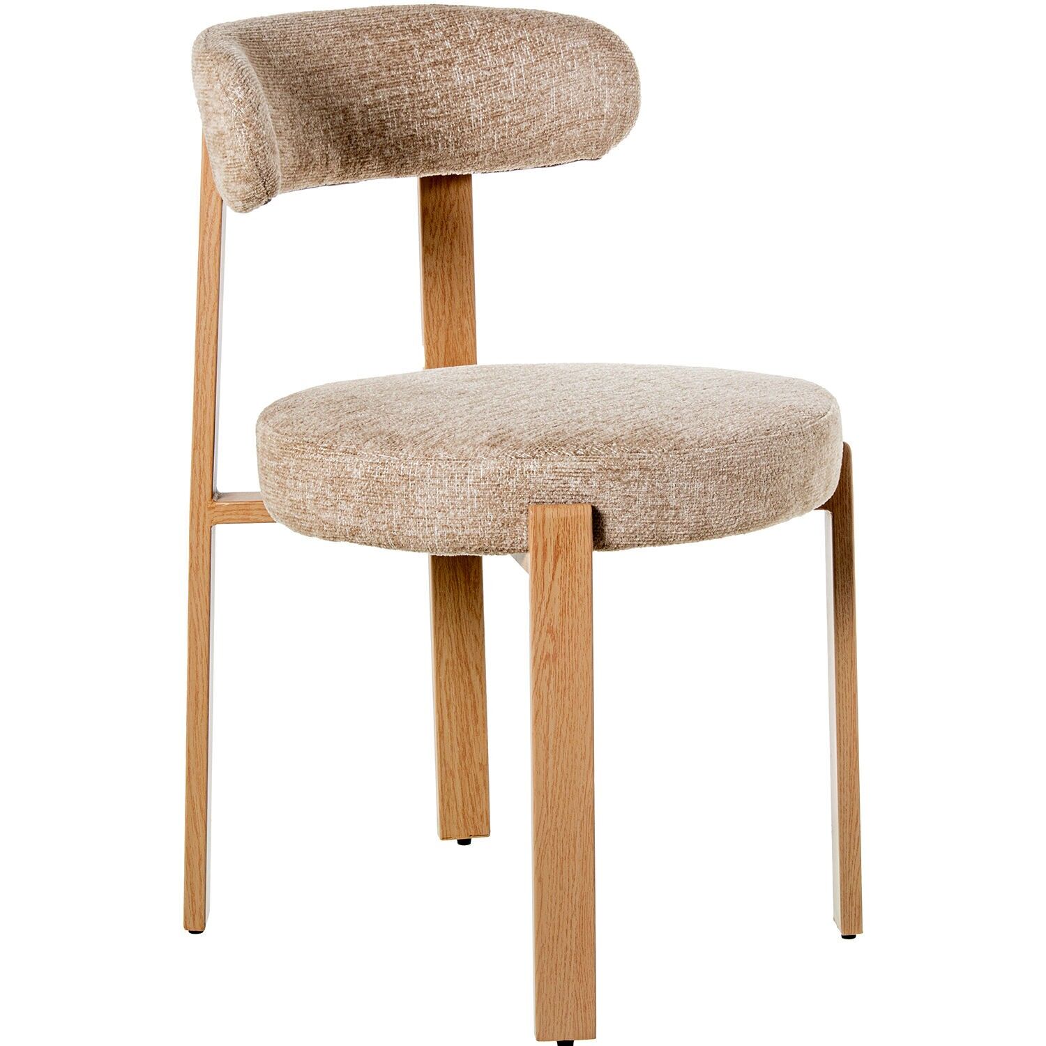 Holzstuhl mit hellbraunem Stoffbezug, Metallbeine in Holzoptik, 50 x 56 x 77 cm, Sitzhöhe: 48 cm ST65965