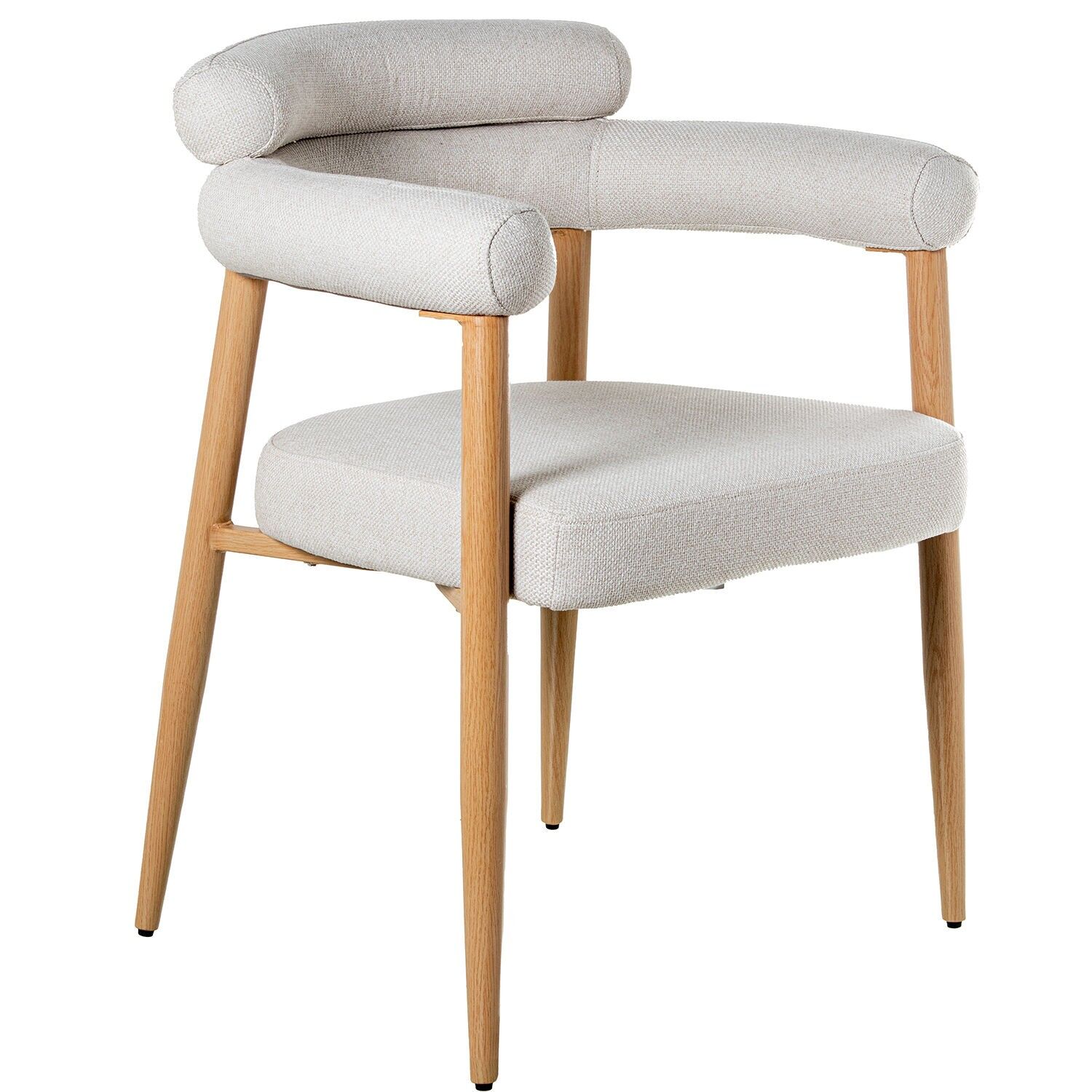 Beige Stoffstuhl mit Metallbeinen in Holzoptik, 58 x 64 x 78 cm, Sitzhöhe: 47 cm ST65968