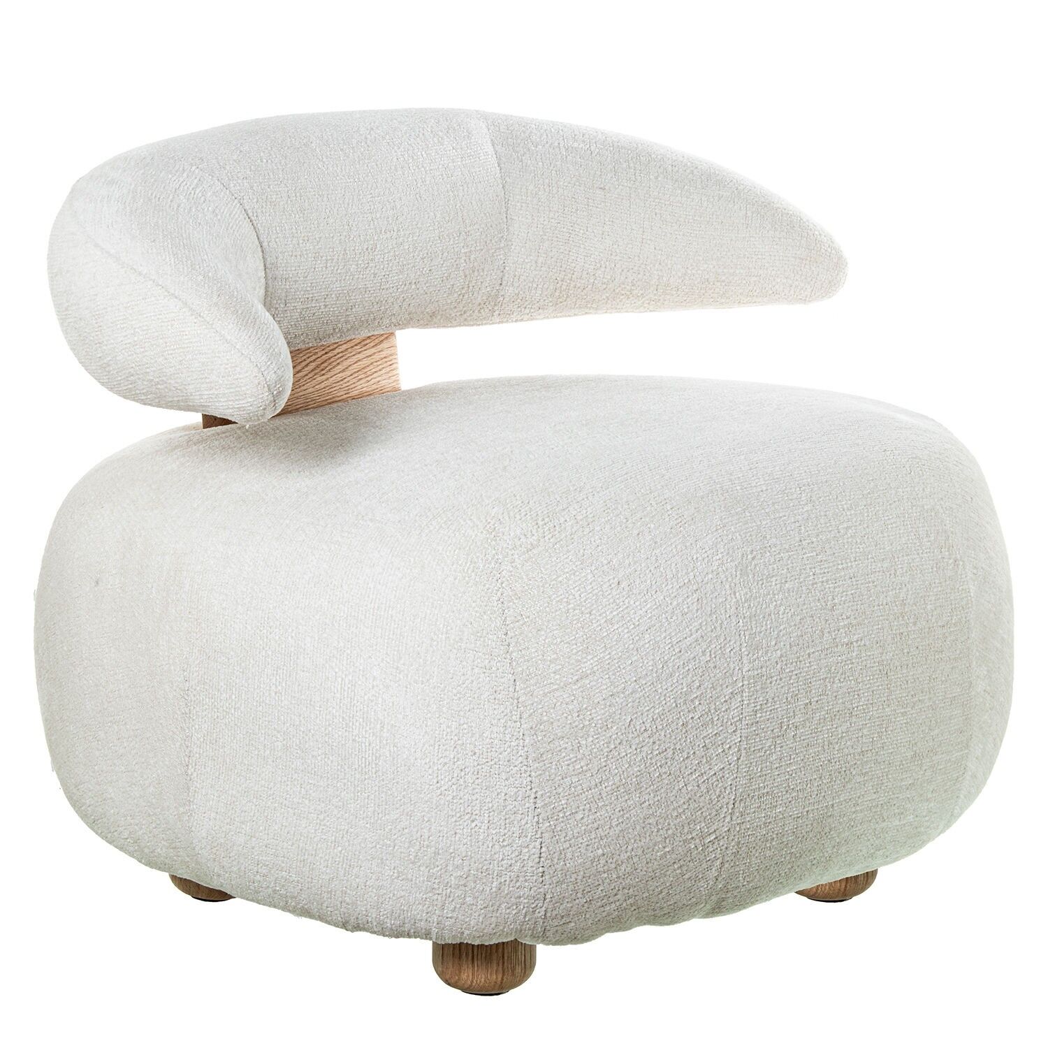 Beigefarbener Stoffsessel mit Beinen aus Eichenholz natur, 77 x 77 x 63 cm, Sitzhöhe: 43 cm ST65972