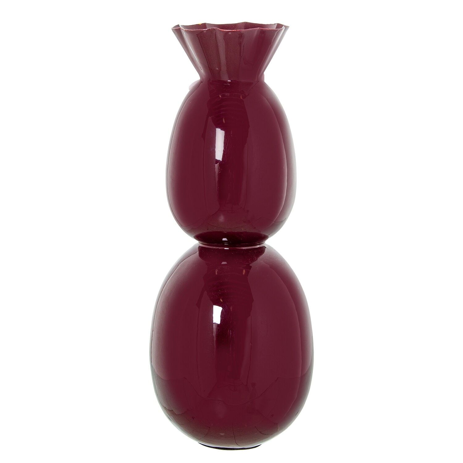 Burgunderfarbene emaillierte Metallvase 13x33cm ST67738