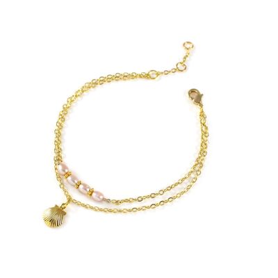Bracelet coquillage et perles en or