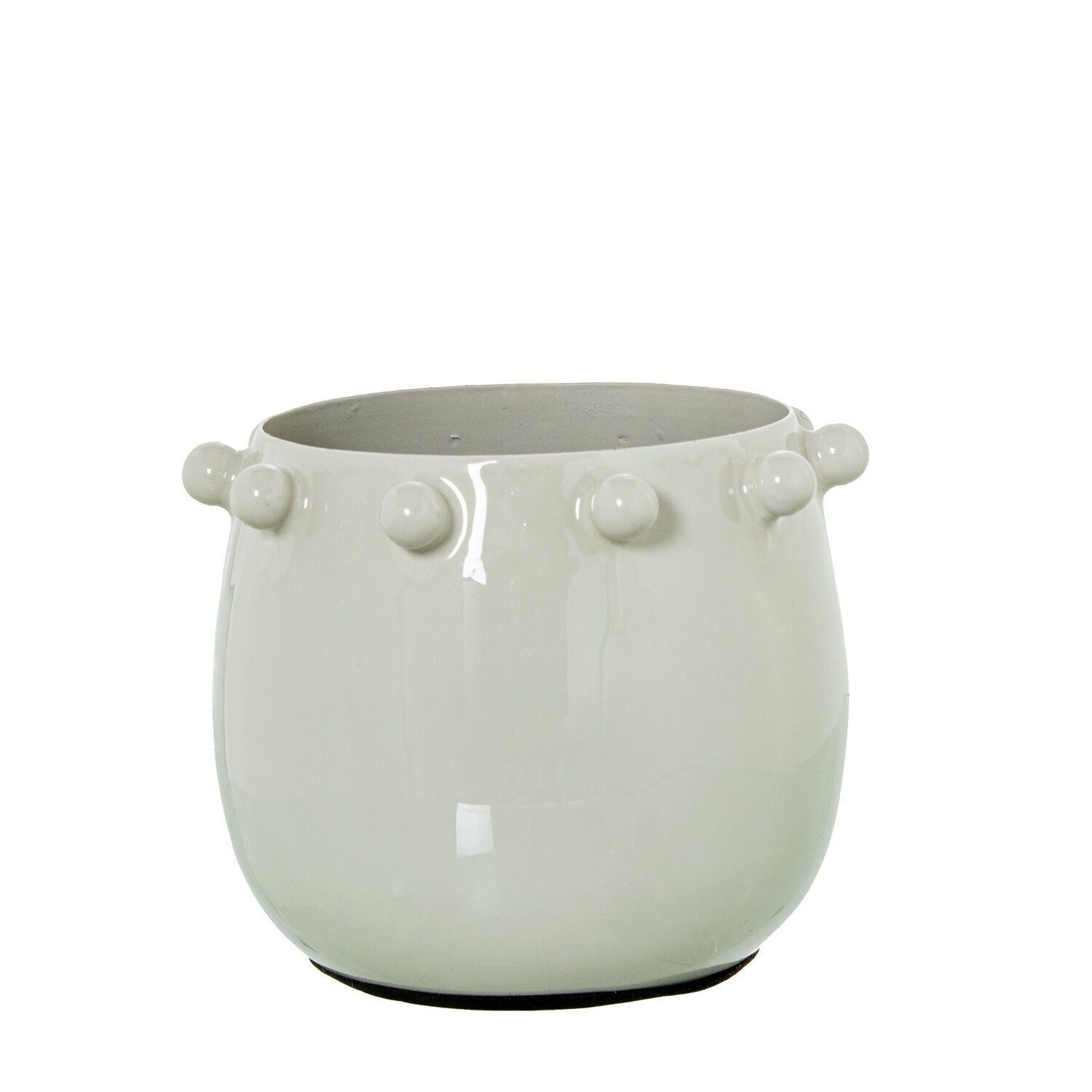 Weißer, emaillierter Metallkerzenhalter 14x12cm ST67746