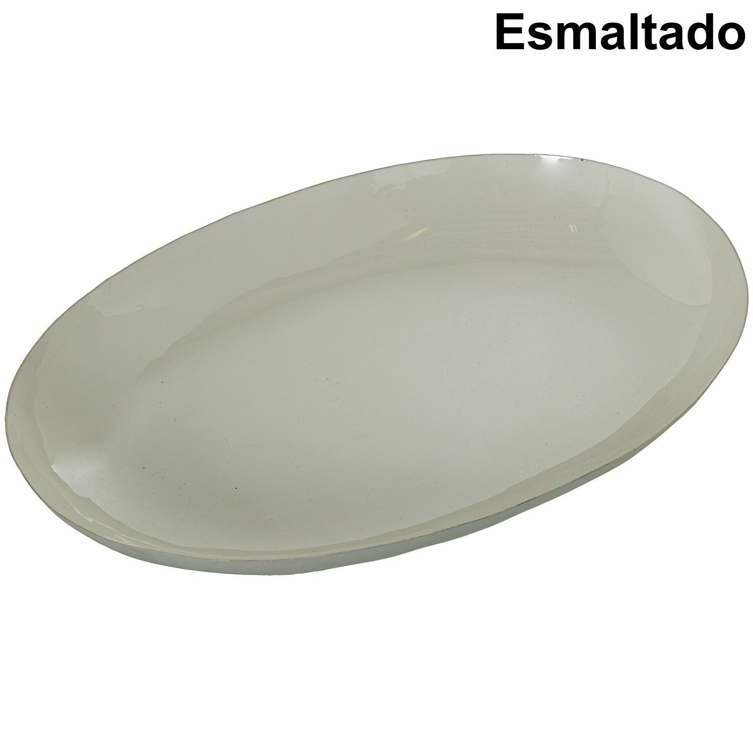 White enamelled metal centerpiece 43x31x5.5cm ST67769