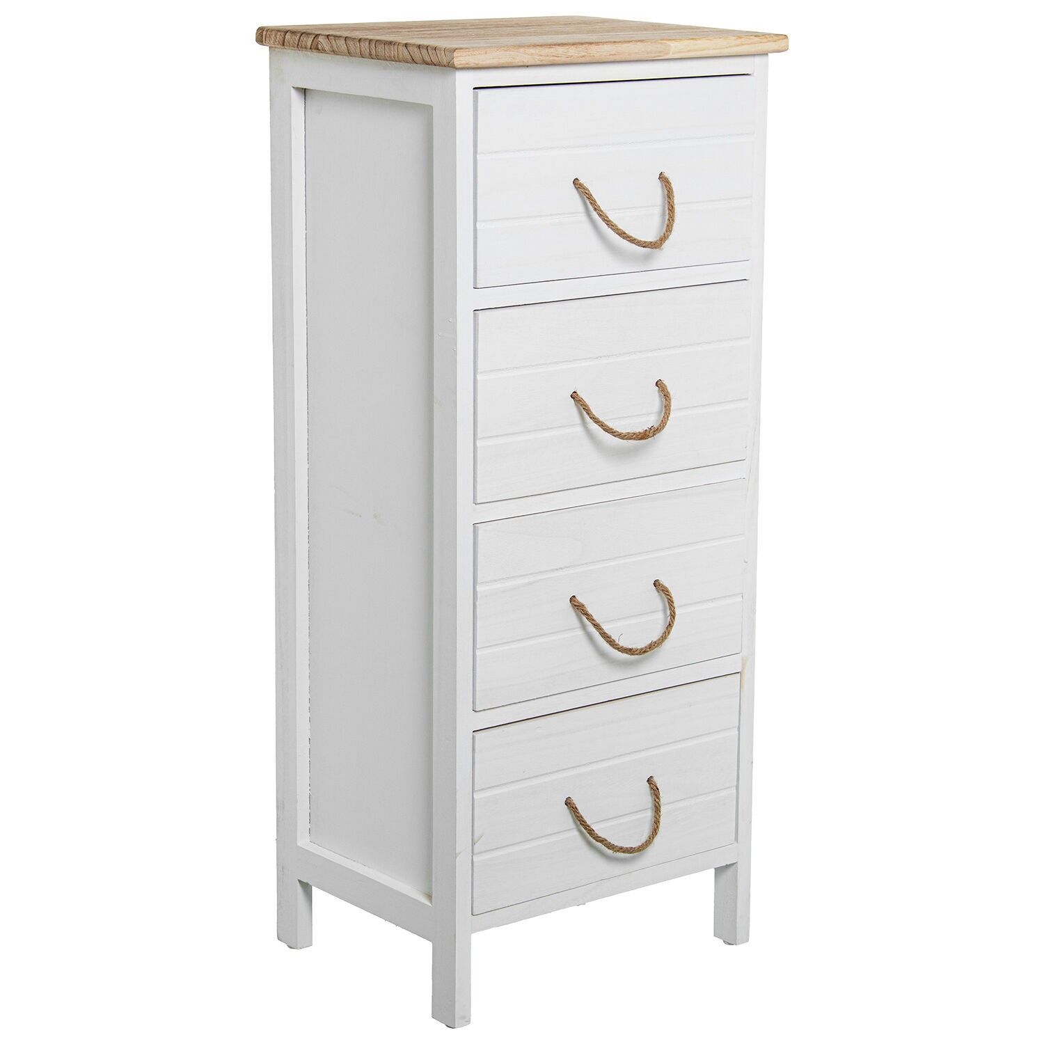 Chest of drawers with 5 drawers, white wood, 40x30x91cm, MDF and paulownia ST68065