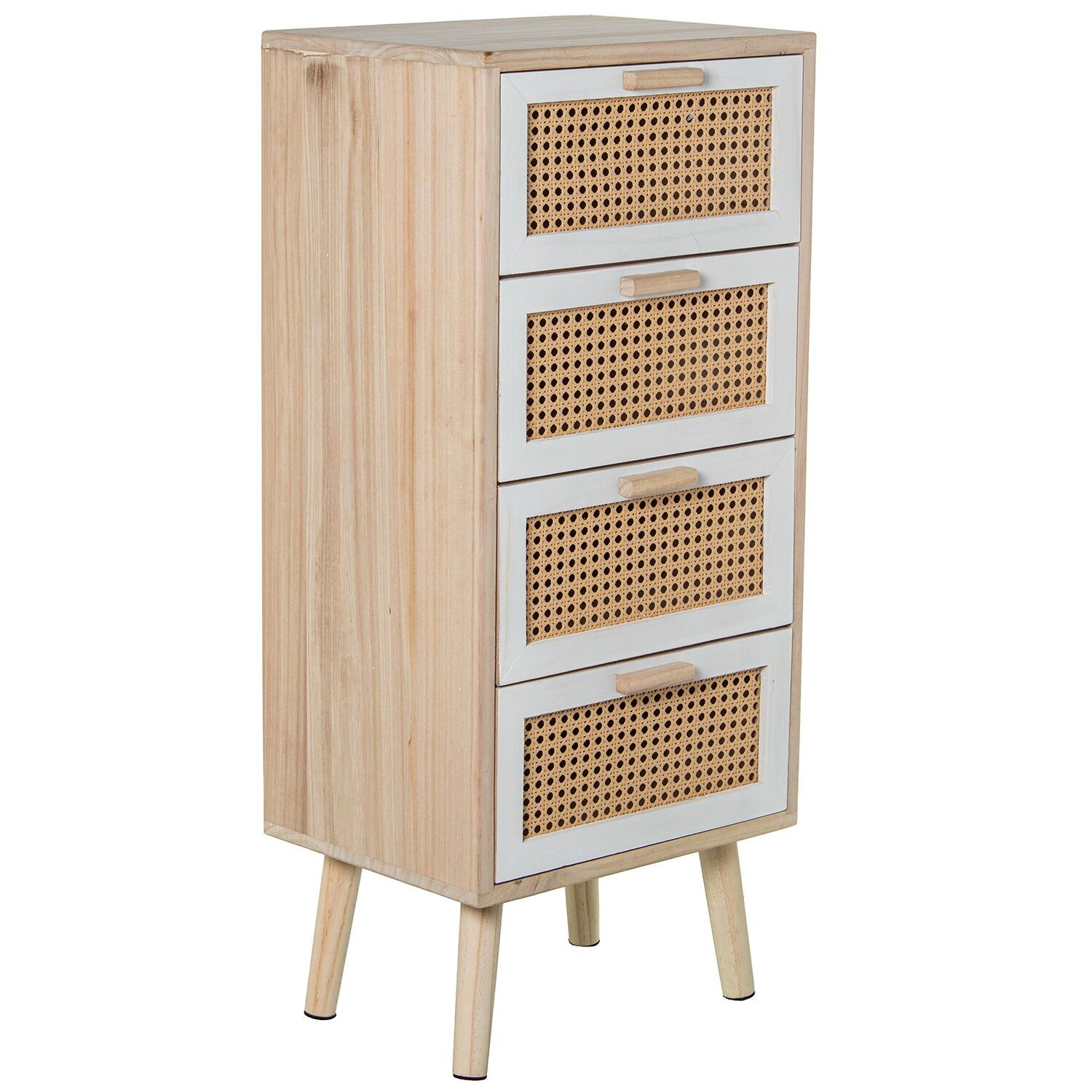 Chest of drawers with 5 drawers, wood 40x30x91cm, MDF, paulownia and wicker ST68060
