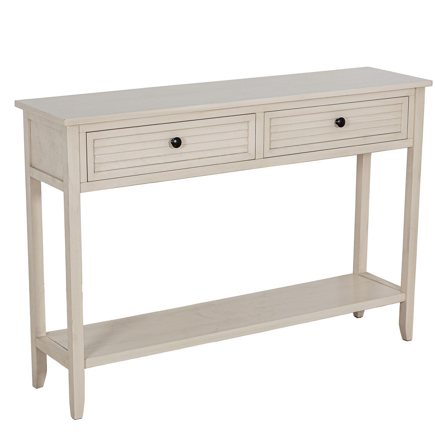 Wooden entrance table with 2 drawers, beige, 110x28x75cm, MDF and pine ST68082