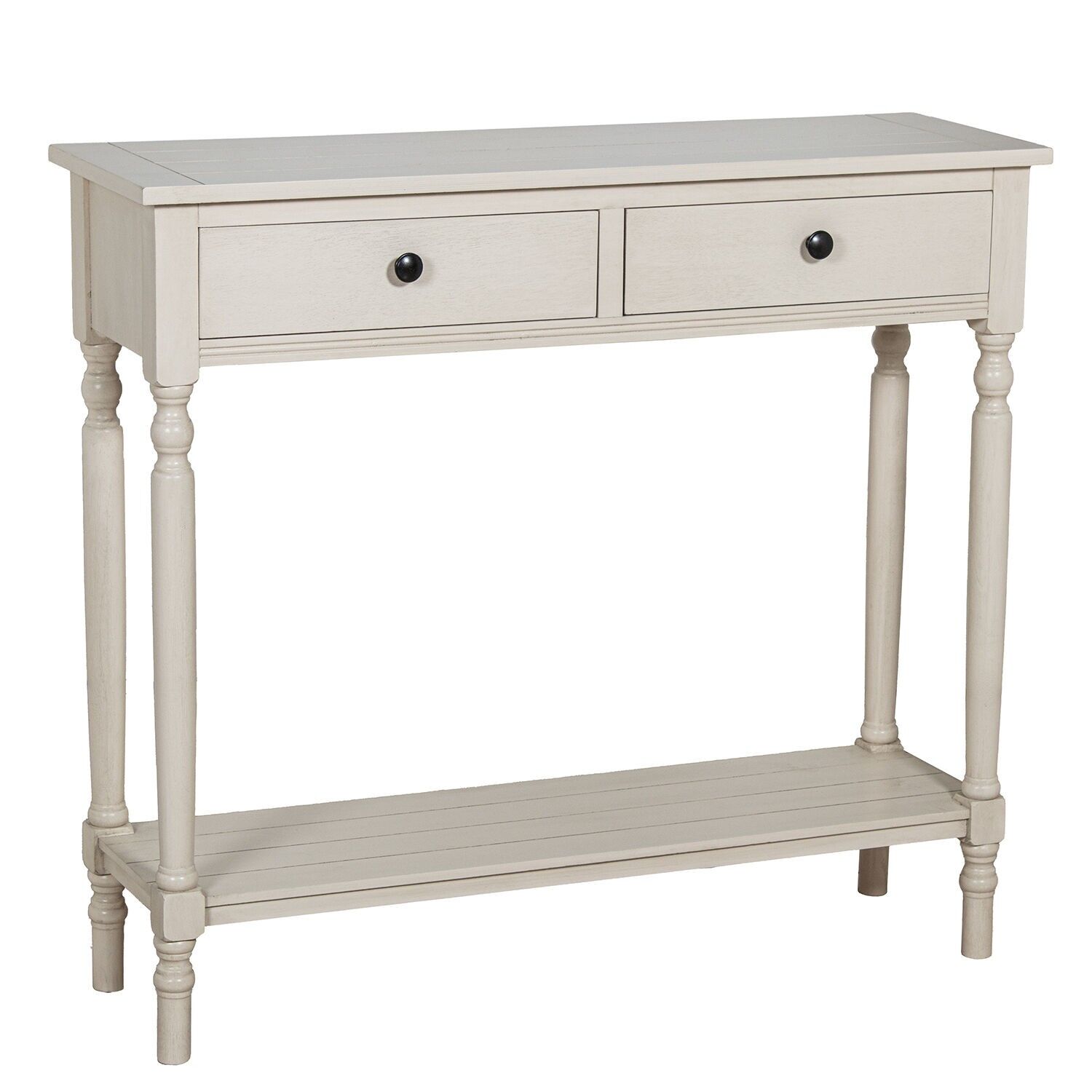 Wooden entryway table with 2 drawers, beige, 90x28x81cm ST68083