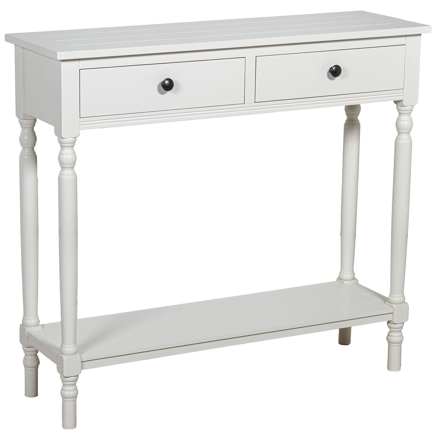 Wooden entryway table with 2 drawers, off-white, 90x28x81cm ST68084