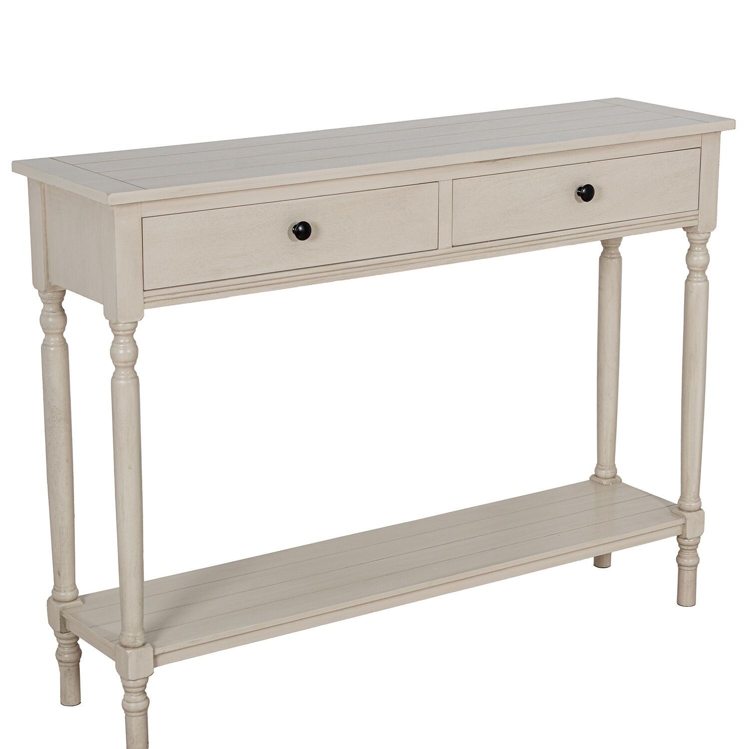 Wooden entryway table with 2 drawers, beige, 110x28x81cm ST68086