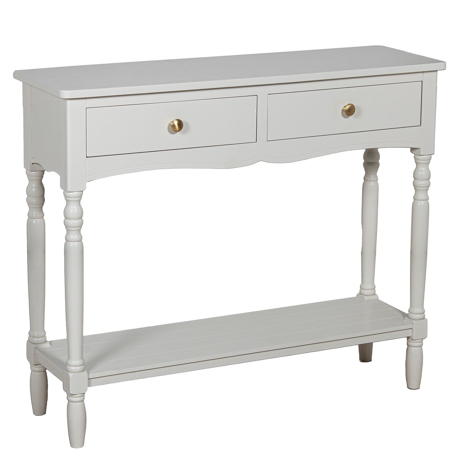 Wooden entryway table with 2 drawers, off-white, 90x28x75cm ST68088