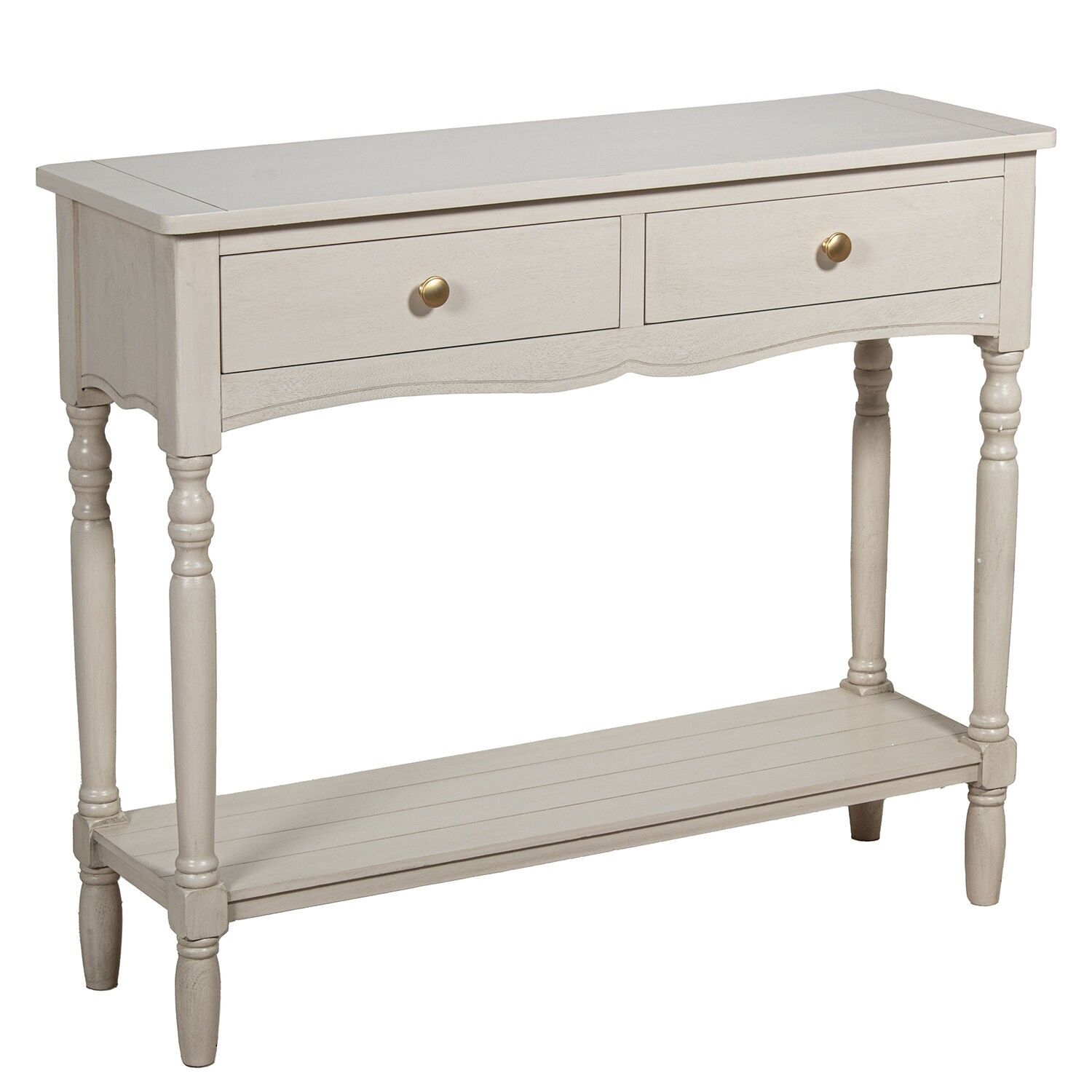 Wooden entryway table with 2 drawers, beige, 90x28x75cm ST68087