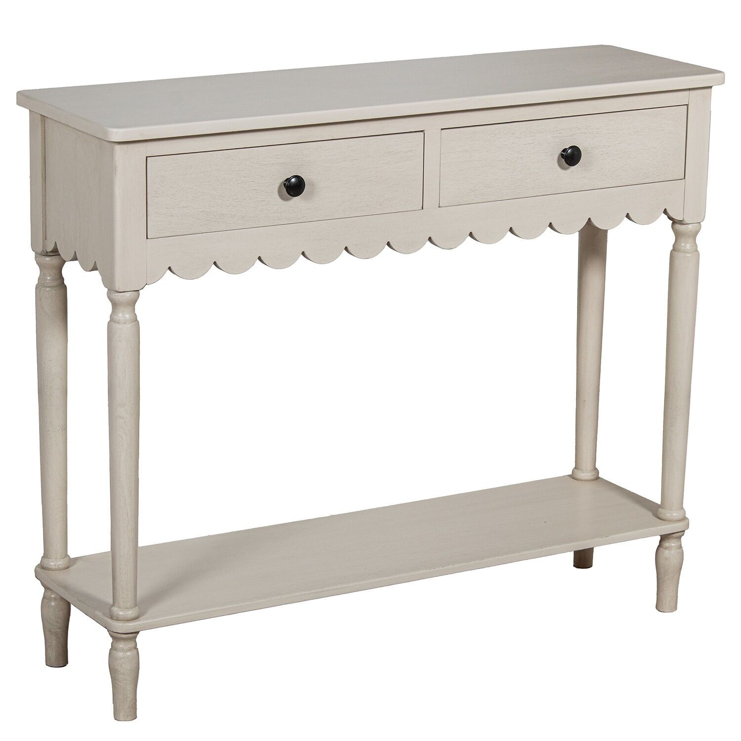 Wooden entryway table with 2 drawers, beige, 90x28x75cm ST68090