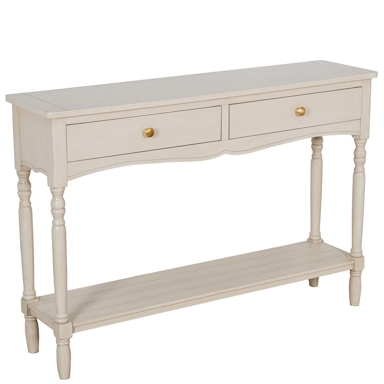 Wooden entryway table with 2 drawers, beige, 110x28x75cm ST68089