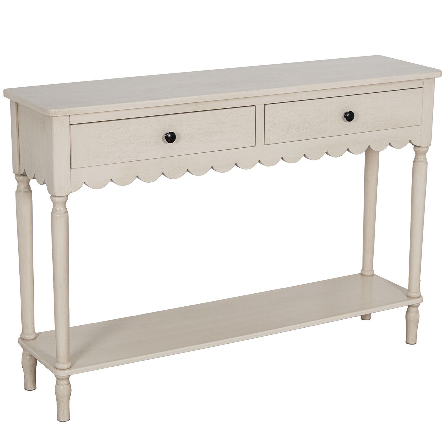 Wooden entryway table with 2 drawers, beige, 110x28x75cm ST68091