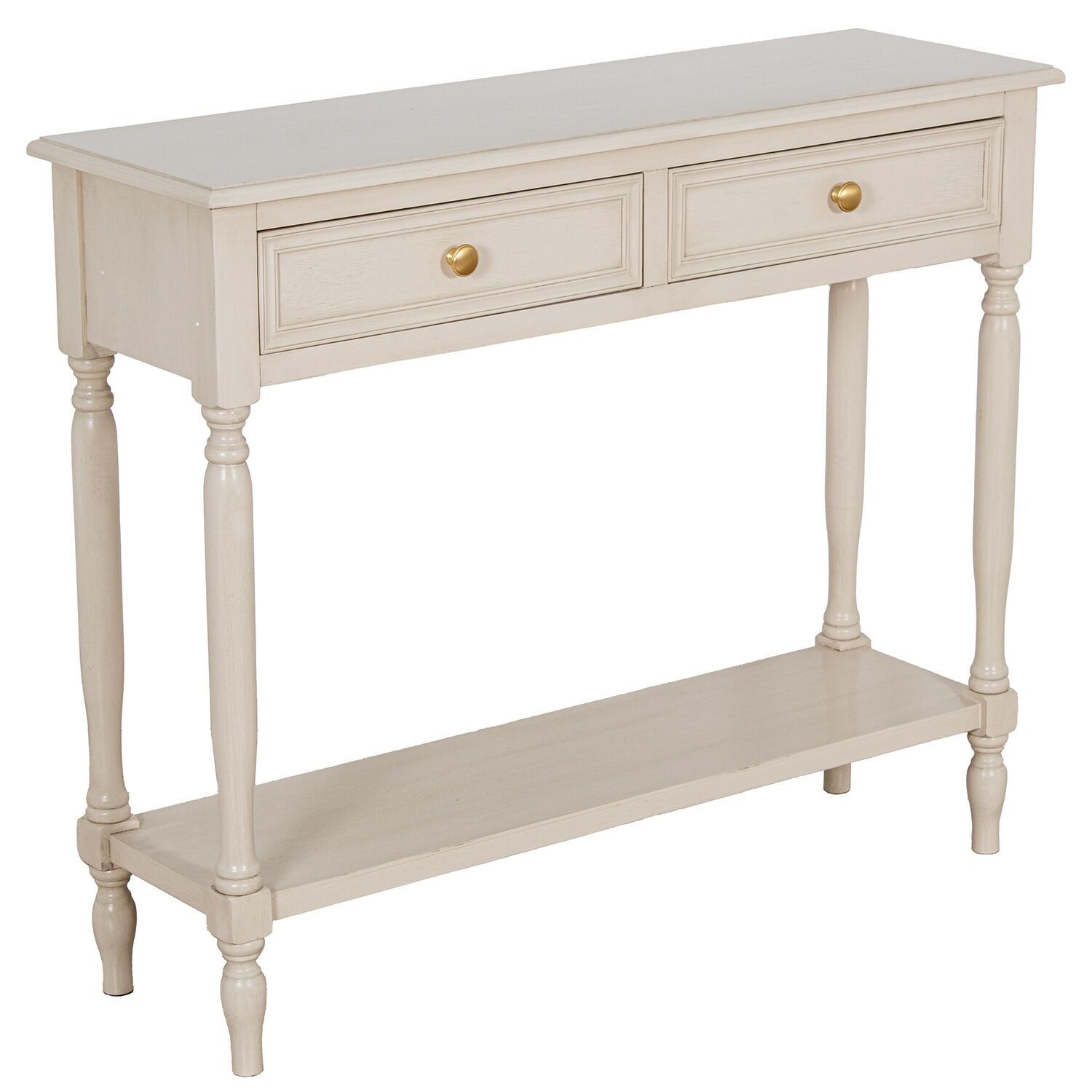Wooden entryway table with 2 drawers, beige, 90x28x75cm ST68092