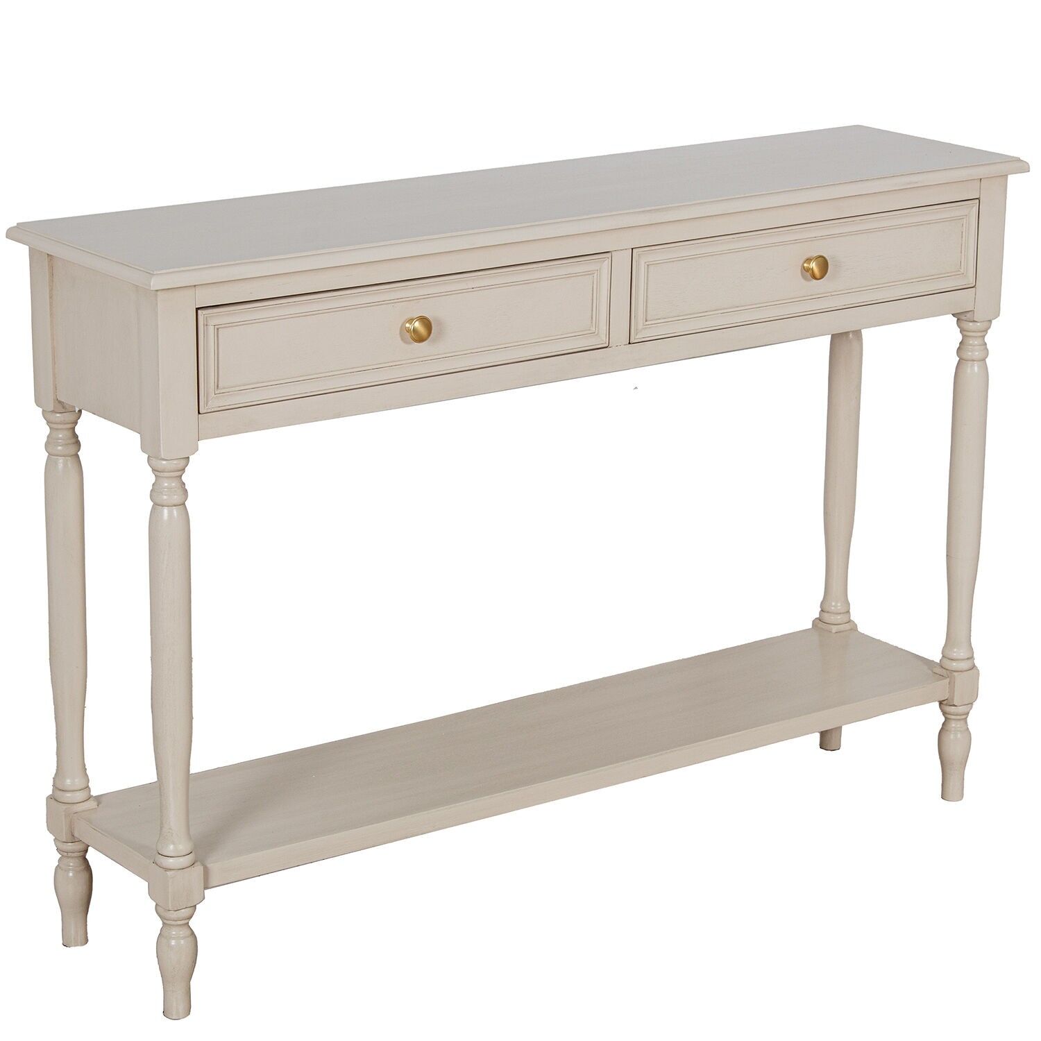 Wooden entryway table with 2 drawers, beige, 110x28x75cm ST68093
