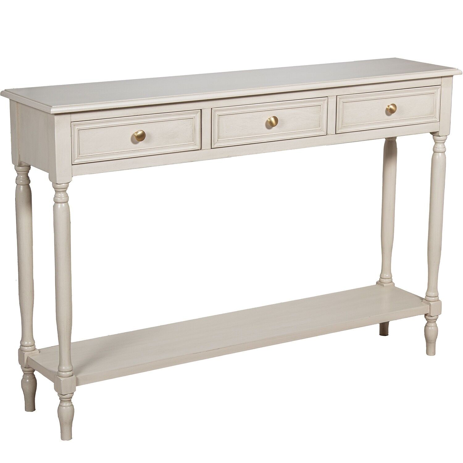 Wooden entryway table with 3 drawers, beige, 120x28x81cm ST68094