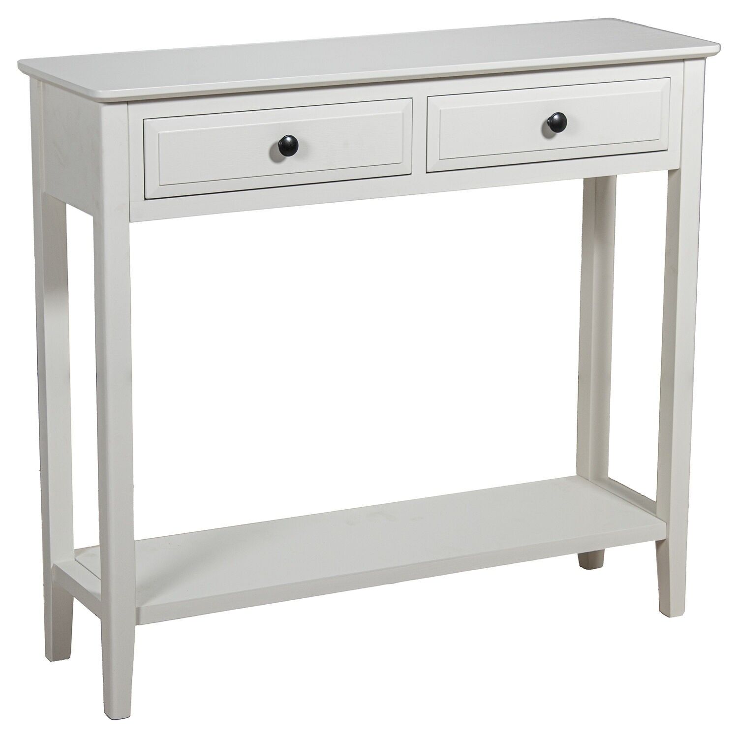 Wooden entryway table with 2 drawers, off-white, 90x28x81cm ST68096
