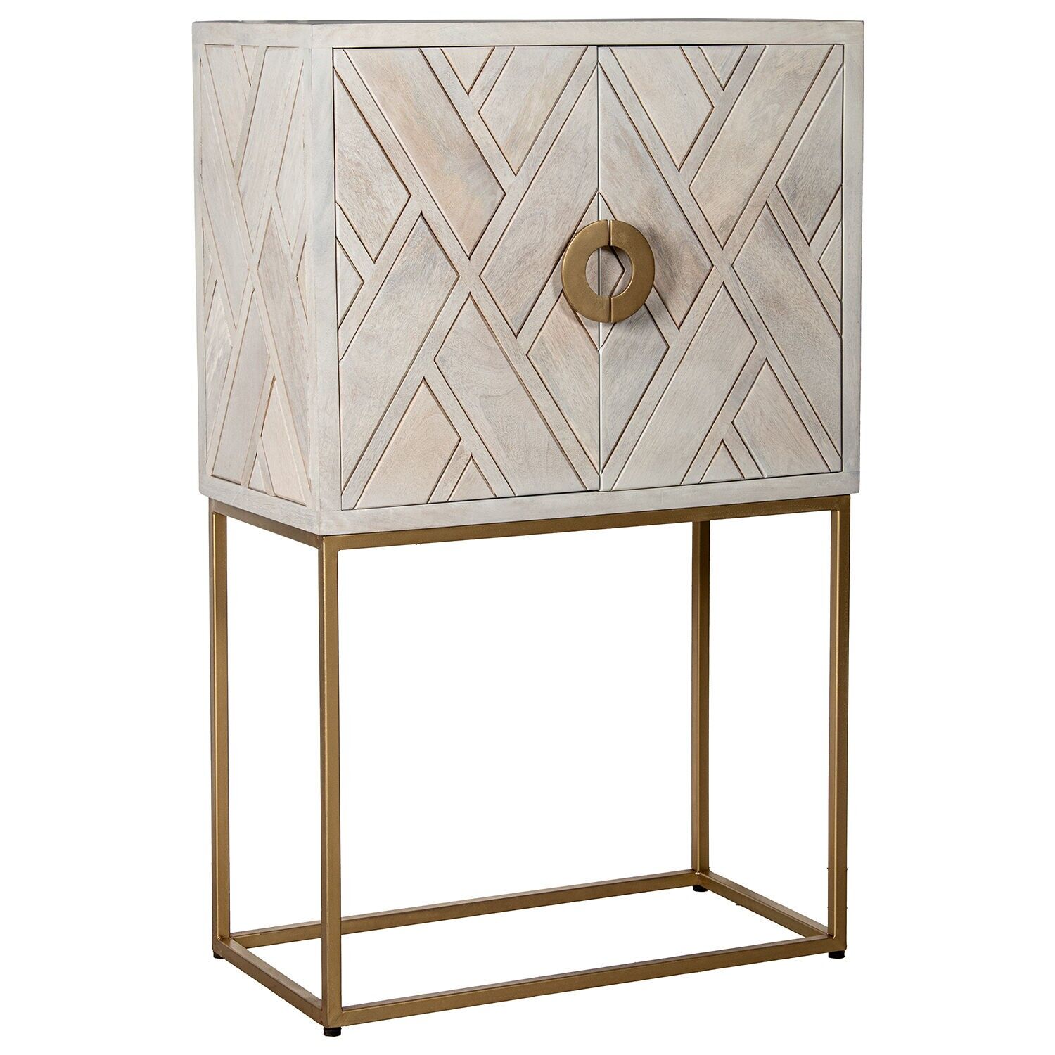 Eingangsmöbel aus Metall und Mangoholz, 76 x 40 x 122 cm, ST68489