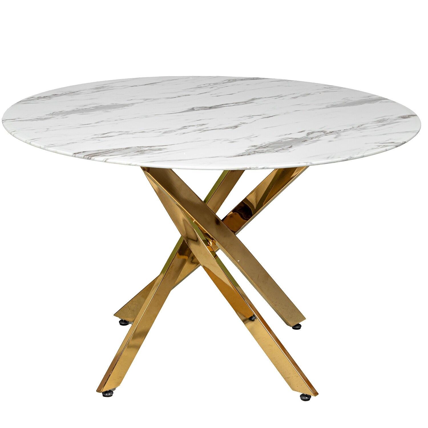 Esstisch mit Beinen aus Glas, Kunstmarmor und Stahl, 120 x 75 cm, Sicherheitsglas: 10 mm ST68487