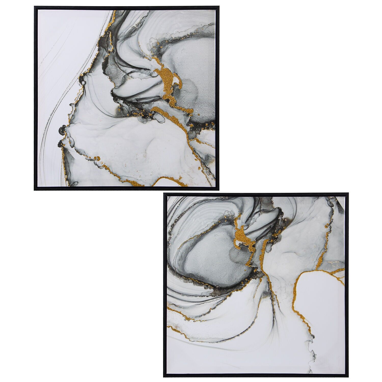 Abstraktes Leinwandbild 60x60cm mit schwarzem Holzrahmen, verschiedene 60x60x3,5cm ST69200